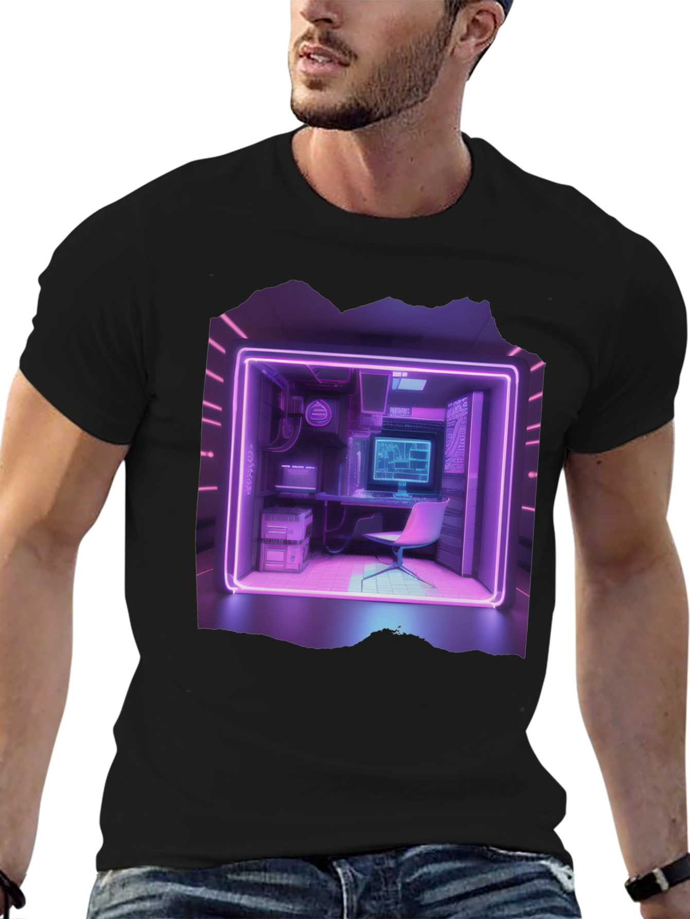 Retro Cyberpunk Gamer Room T-Shirt - 6