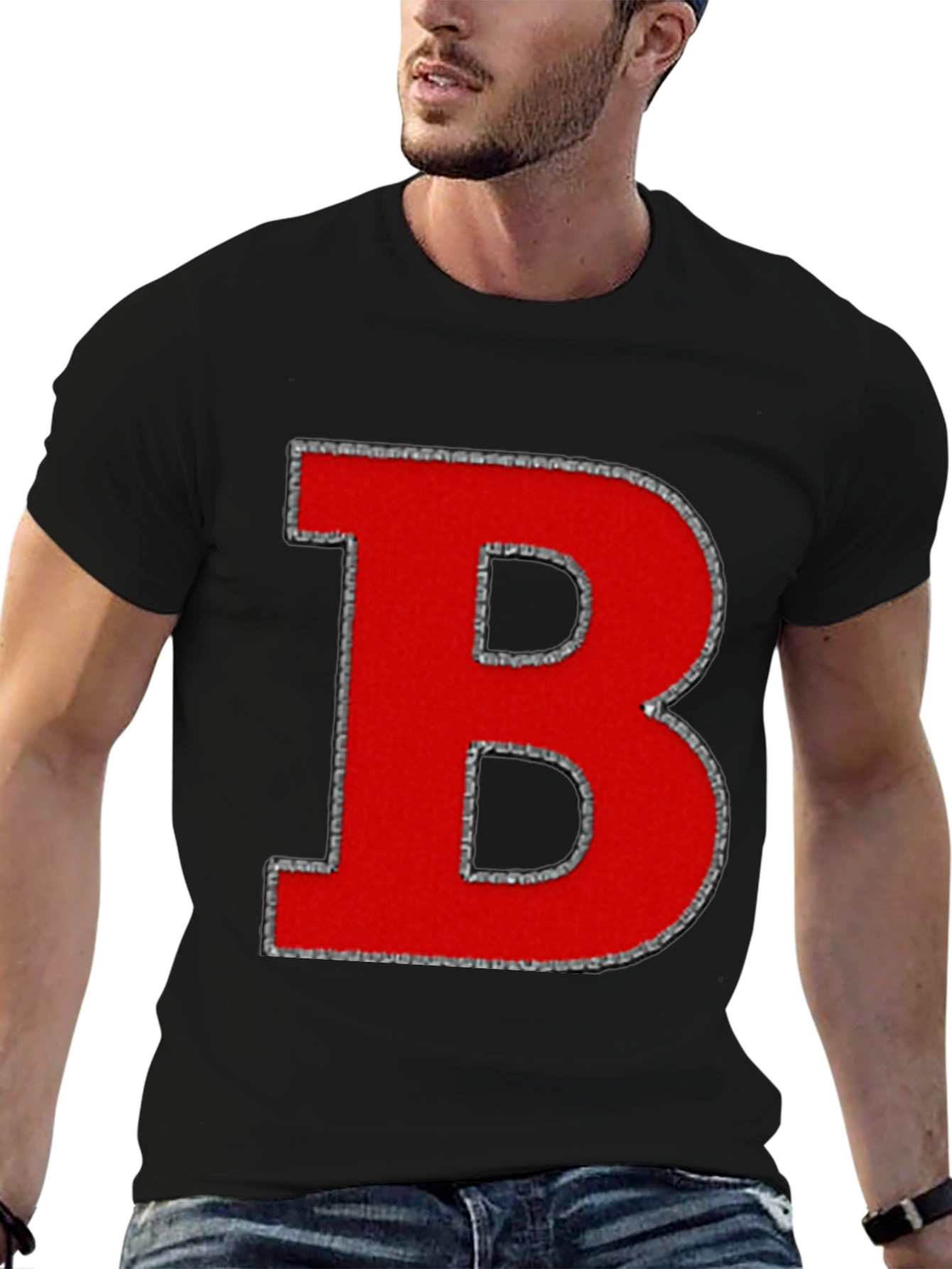 Black Bold Red Letter "B" Graphic Tee - Casual Style view 6