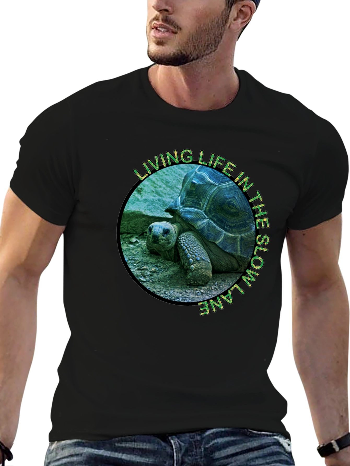 Black Slow Lane Turtle Graphic T-Shirt view 6