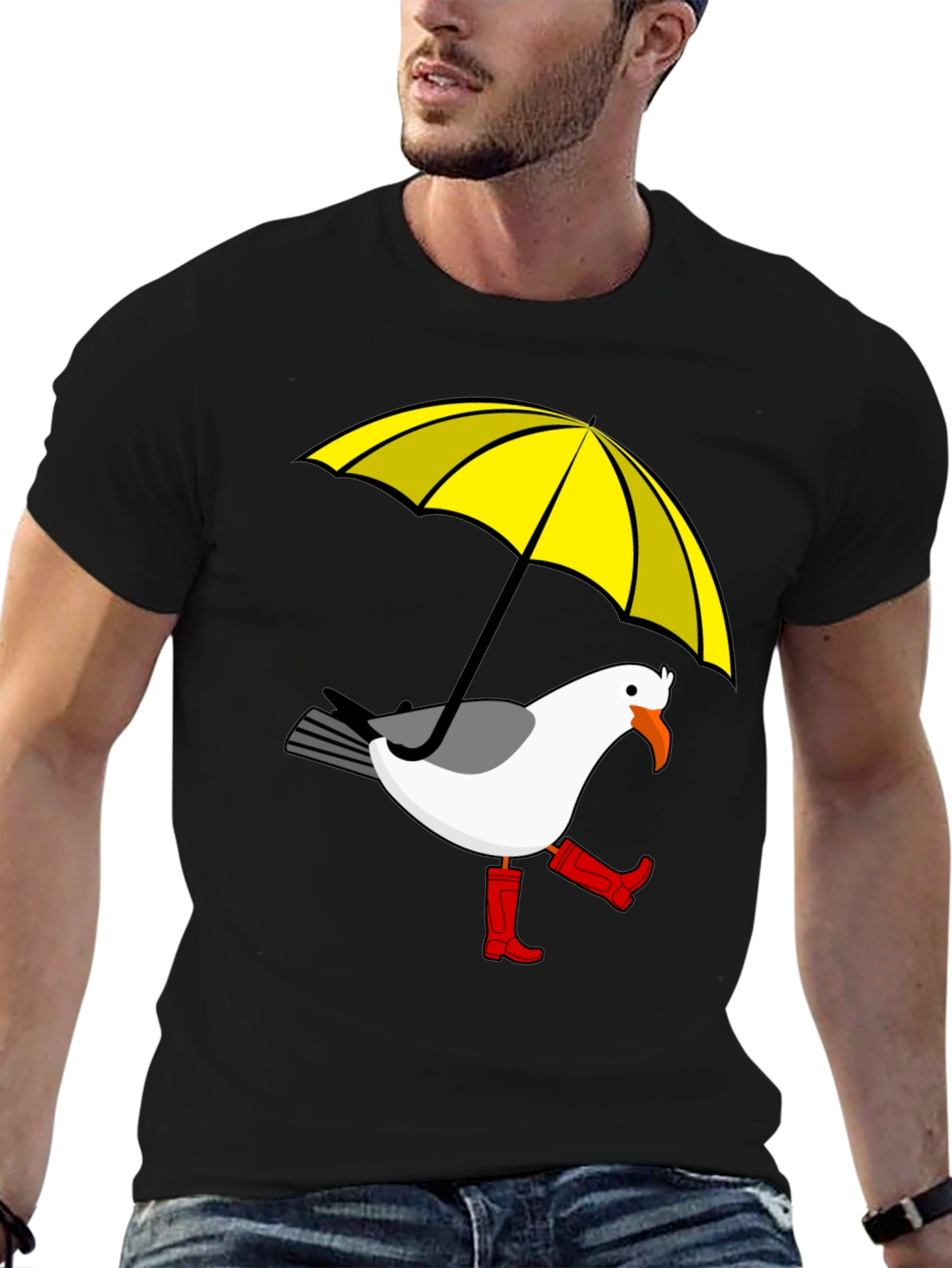 Black Rainy Day Seagull T-Shirt view 6