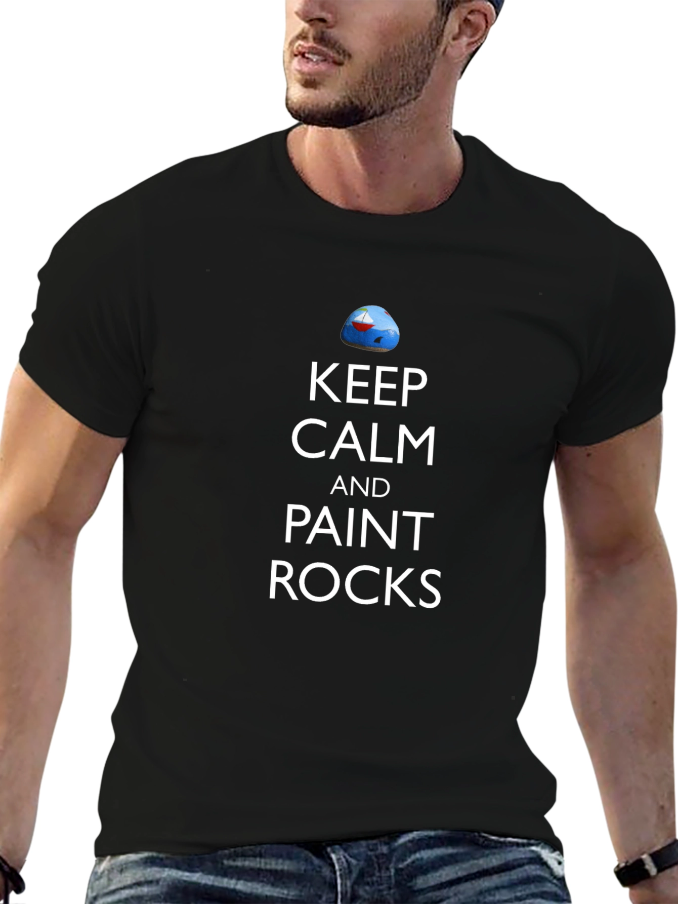 Black Keep Calm & Paint Rocks Graphic Tee - Black view 6