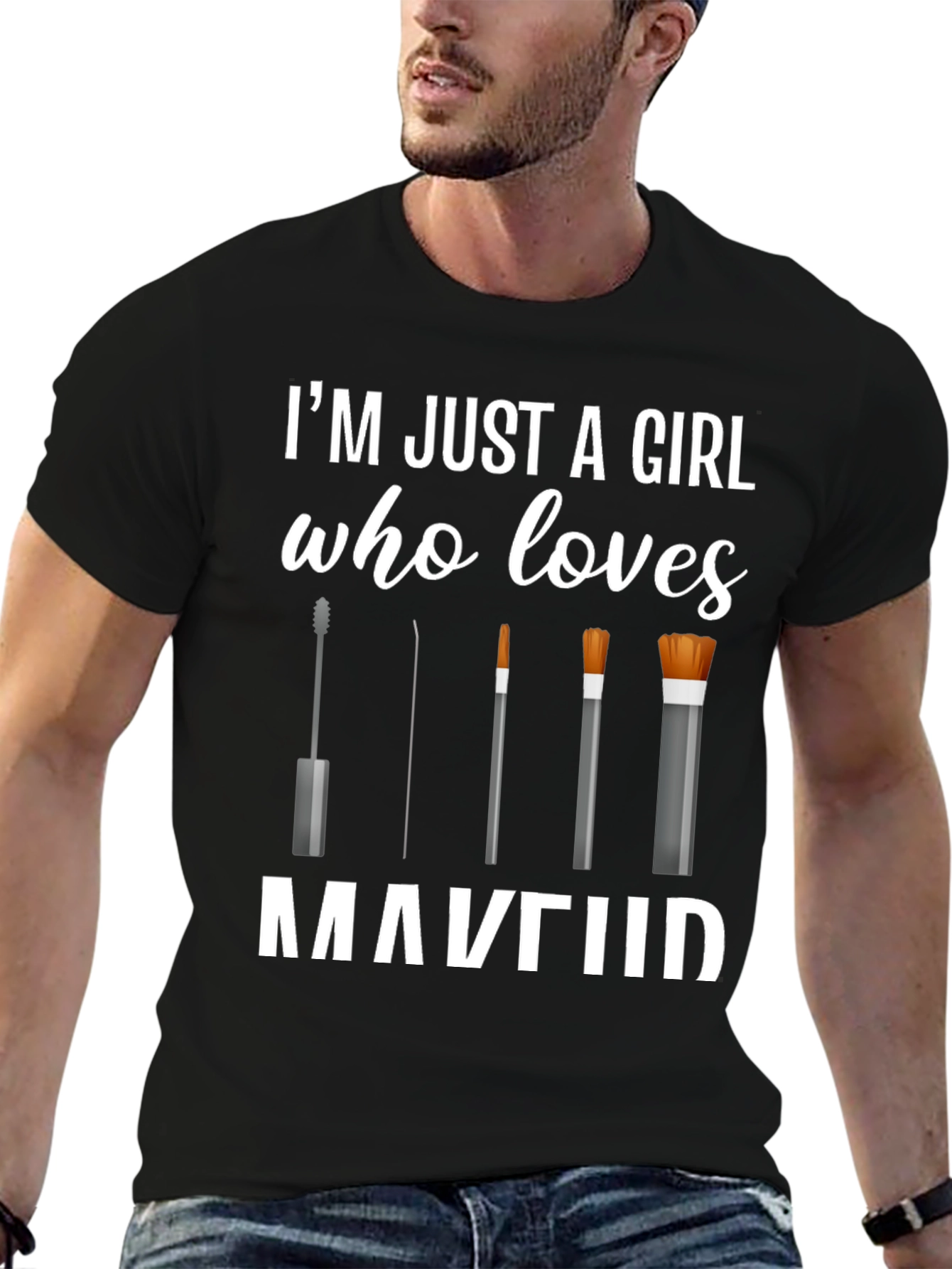 Black Makeup Lover T-Shirt - Just a Girl Who Loves Makeup view 6