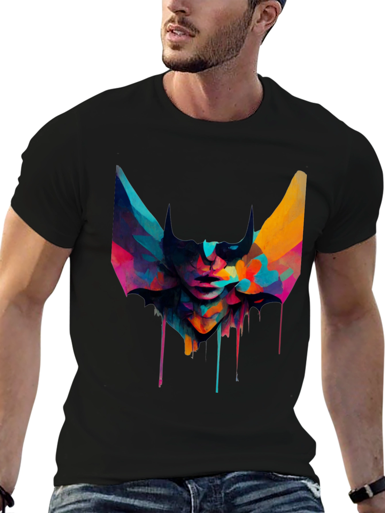 Black Abstract Art Graphic Tee - Modern Unisex T-Shirt view 6
