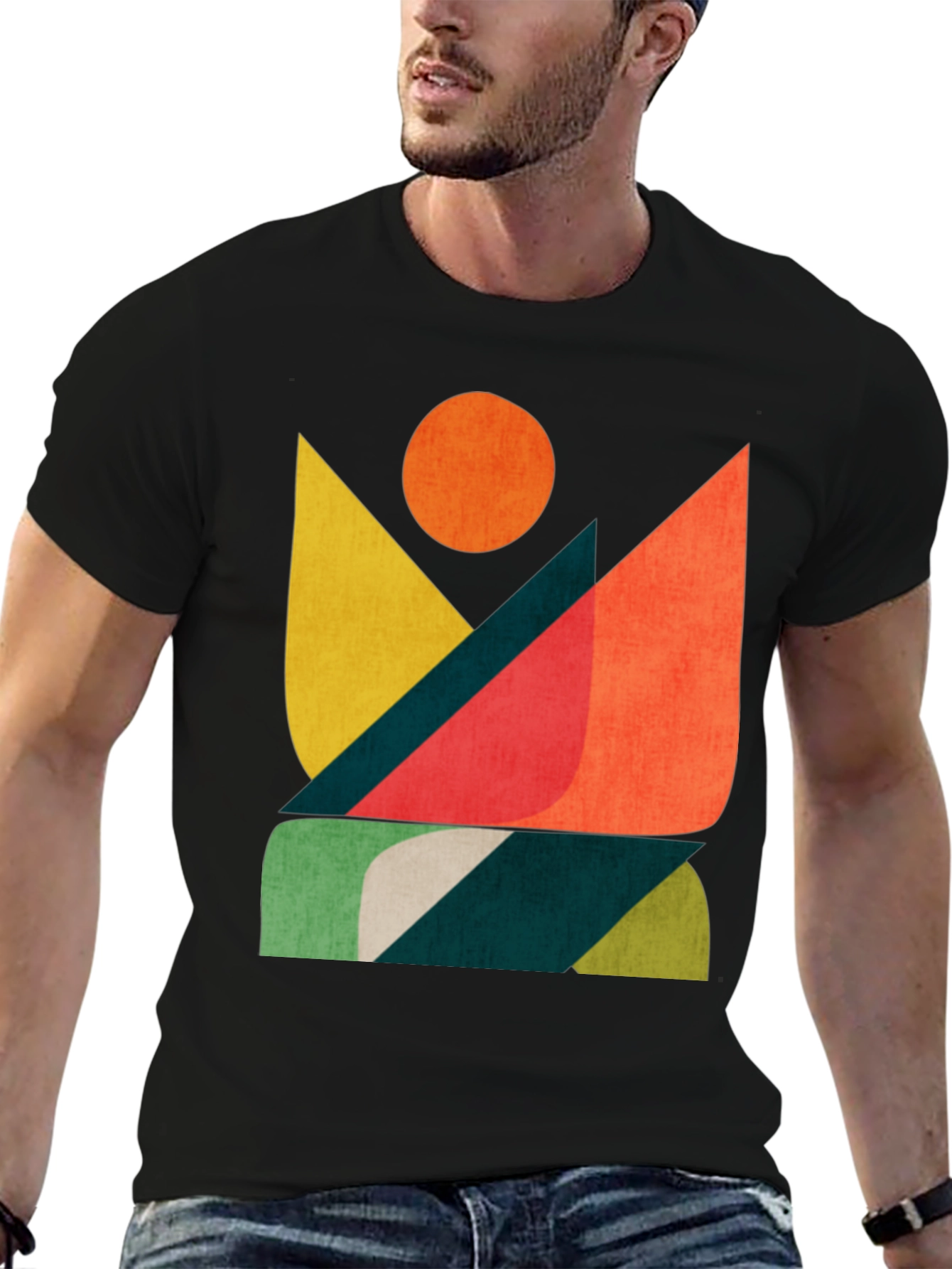 Black Abstract Graphic Print Men's T-Shirt view 6