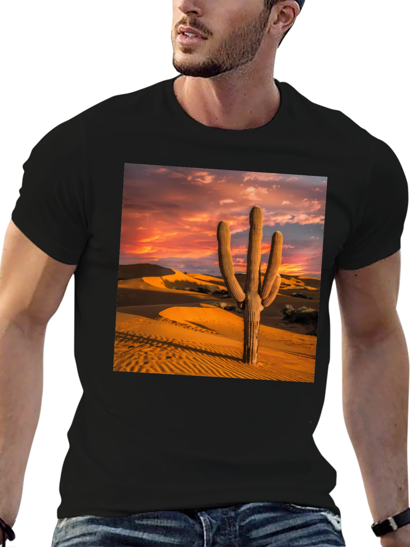 Black Cactus Sunset Tee - Desert Vibes view 6