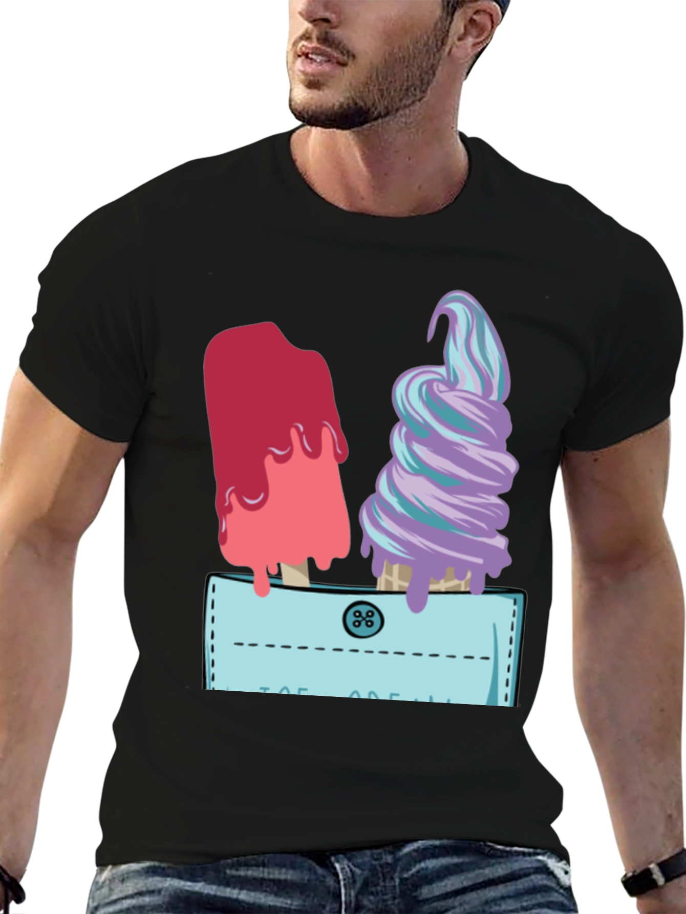 Black Ice Cream Pocket Graphic Tee view 6
