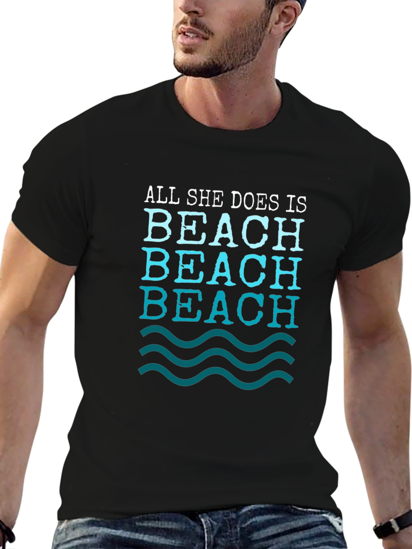 Black Beach Lover Graphic T-Shirt view 6
