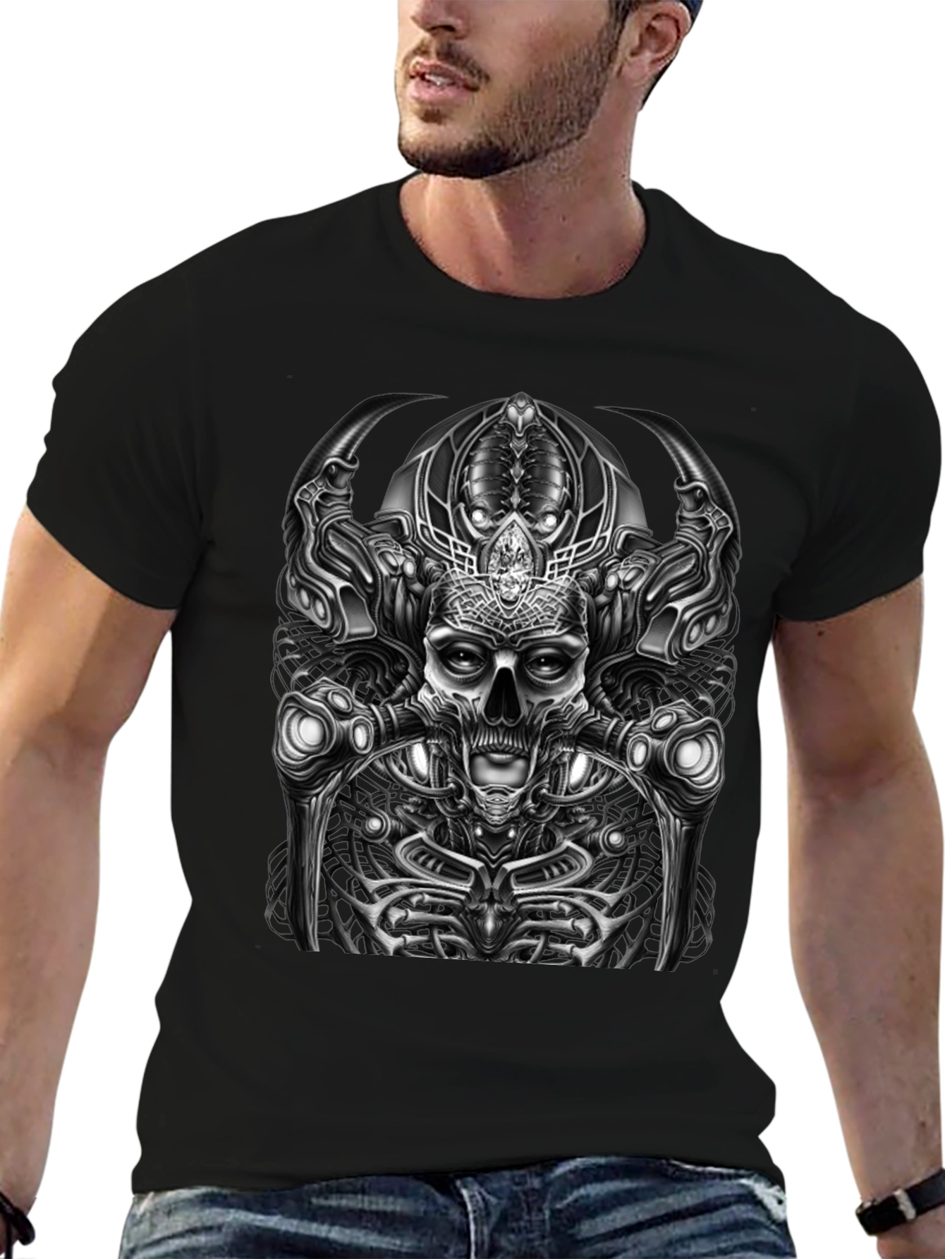 Black Skull Graphic T-Shirt - Dark & Edgy Style view 6