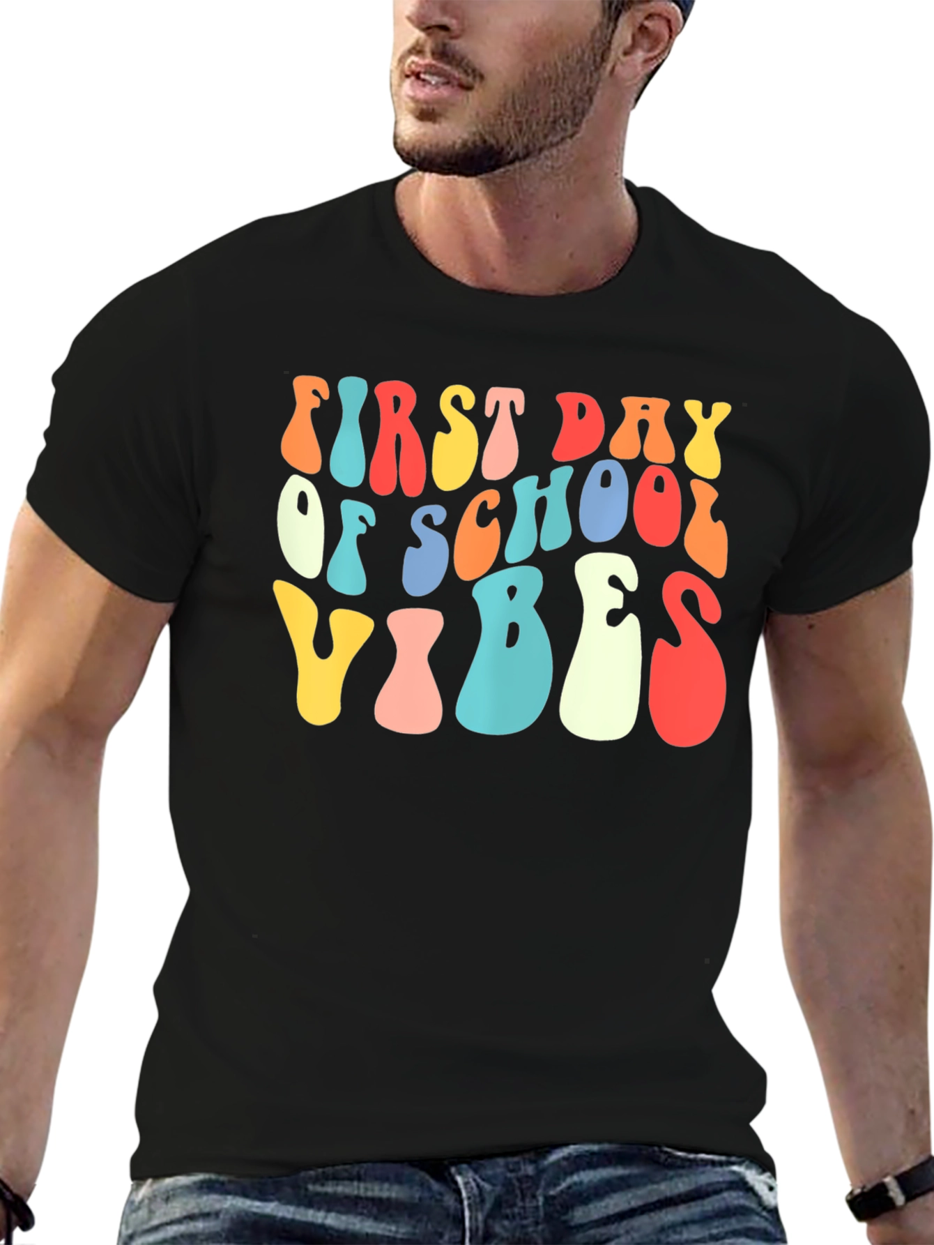 Black First Day of School Vibes Retro Tee view 6