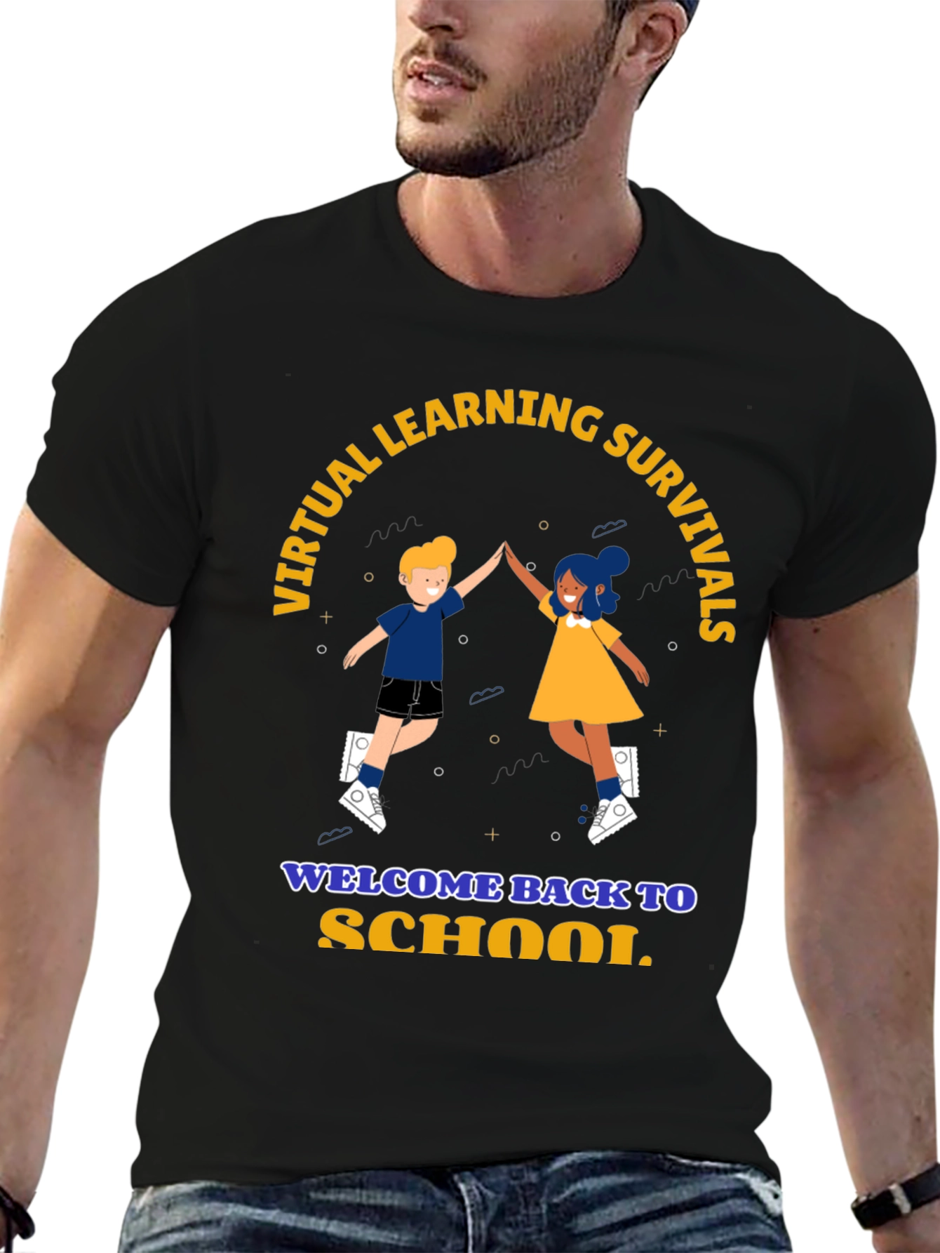 Black Virtual Learning Survival Back To School T-Shirt view 6