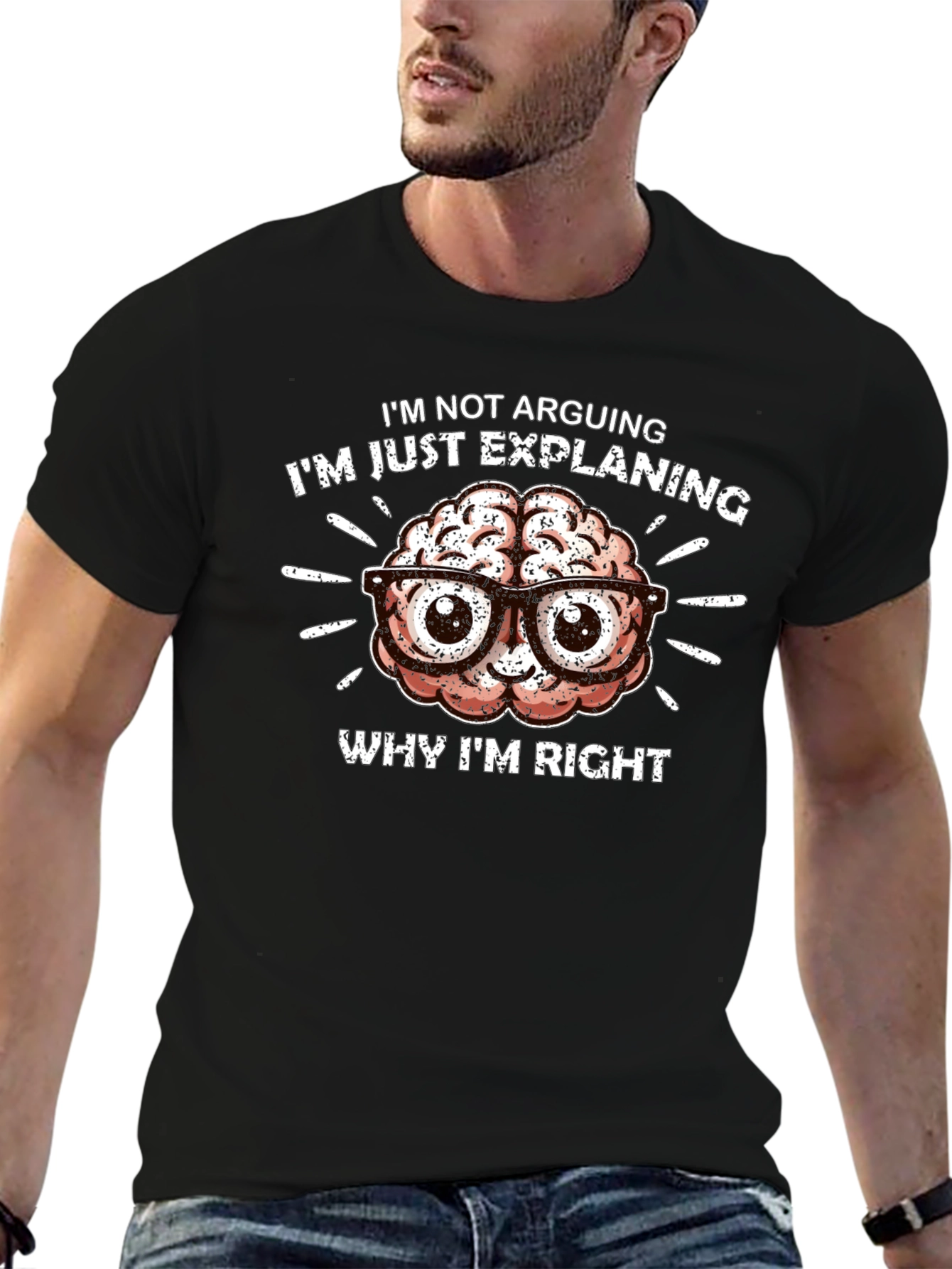 Black I'm Not Arguing T-Shirt - Brain Design view 6