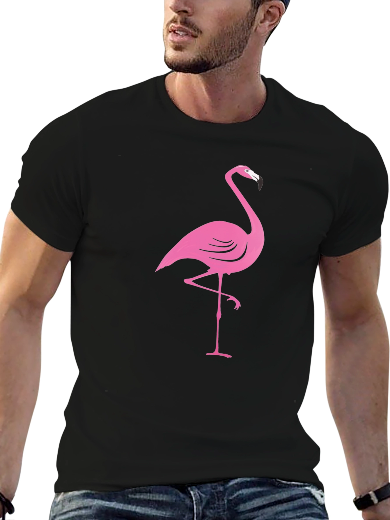 Black Pink Flamingo Black T-Shirt view 6