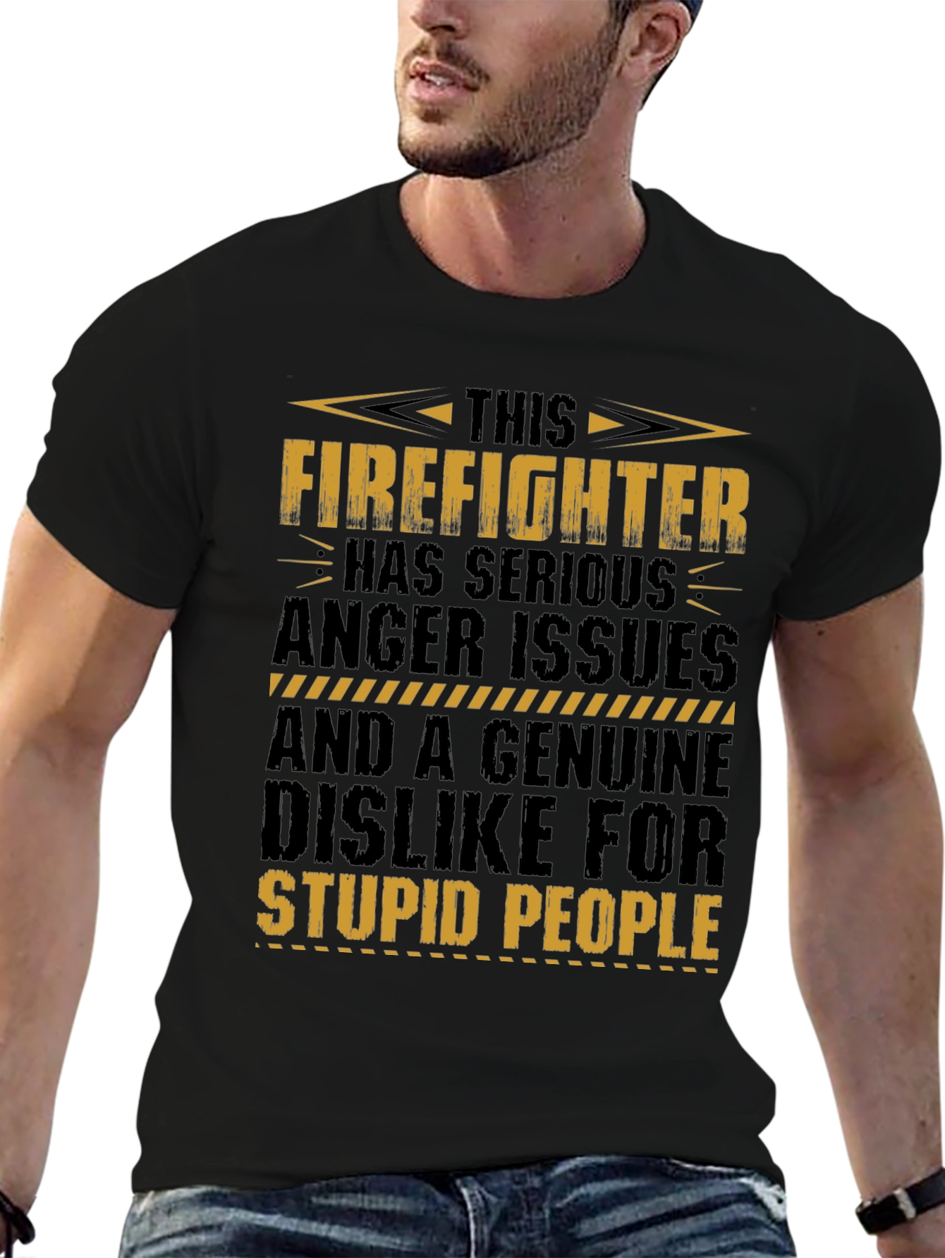 Black Firefighter Anger Issues Graphic Tee view 6