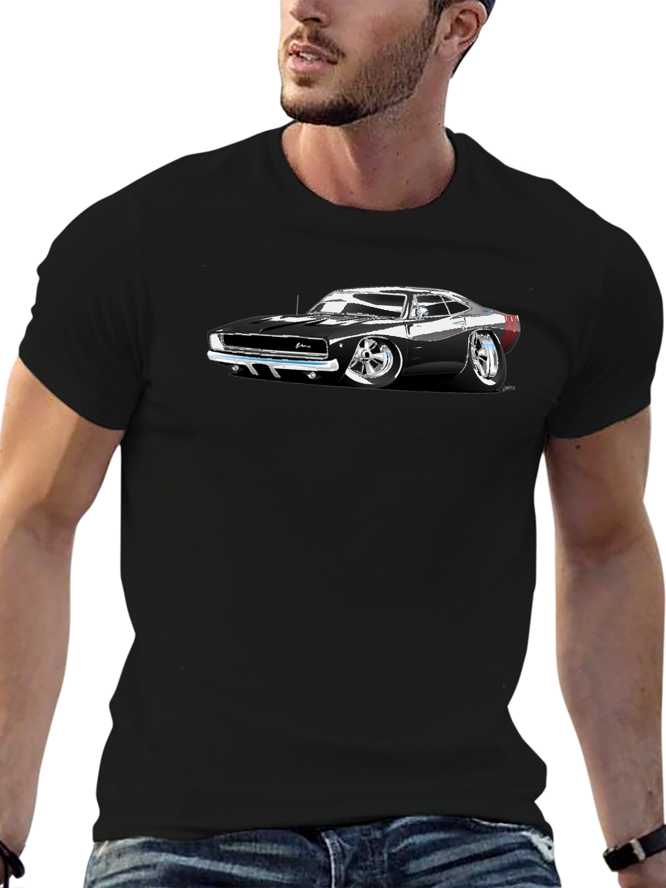 Black Classic Car Graphic T-Shirt - Black view 6