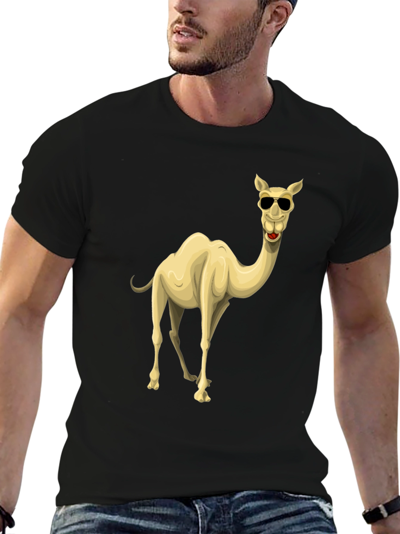 Black Cool Camel Black Graphic T-Shirt view 6