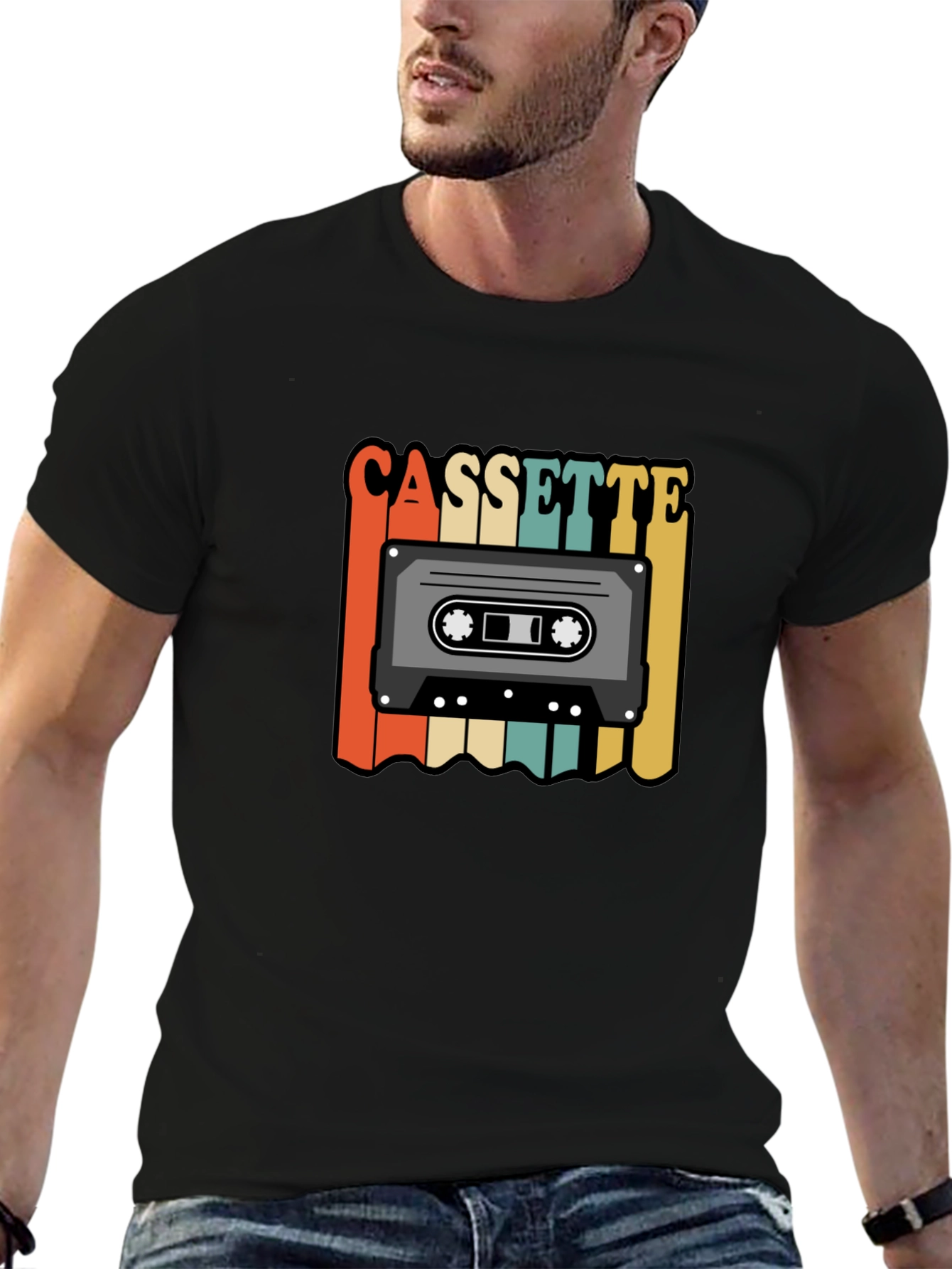 Black Retro Cassette Tape Graphic Tee view 6