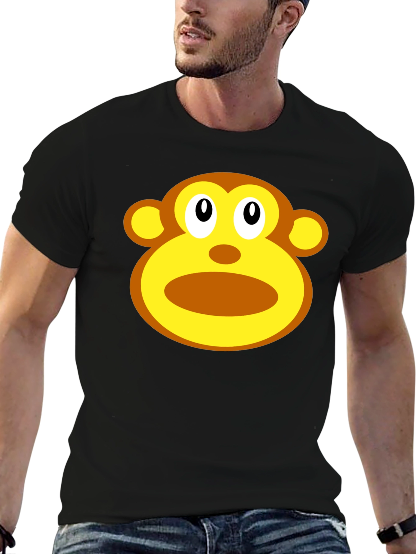 Black Monkey Face Graphic T-Shirt - Unisex Black Tee view 6