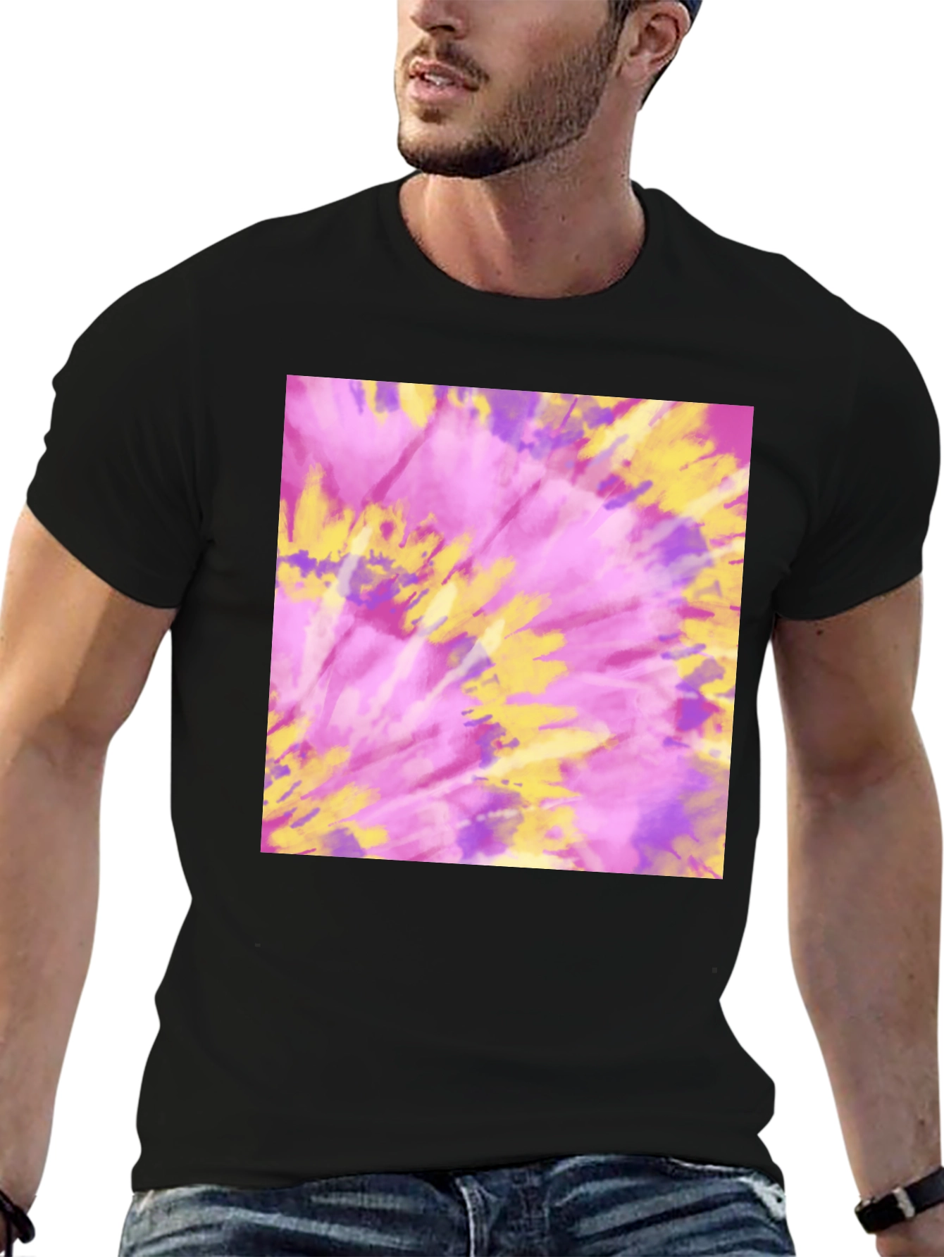 Black Tie-Dye Graphic Tee - Soft & Stylish view 6