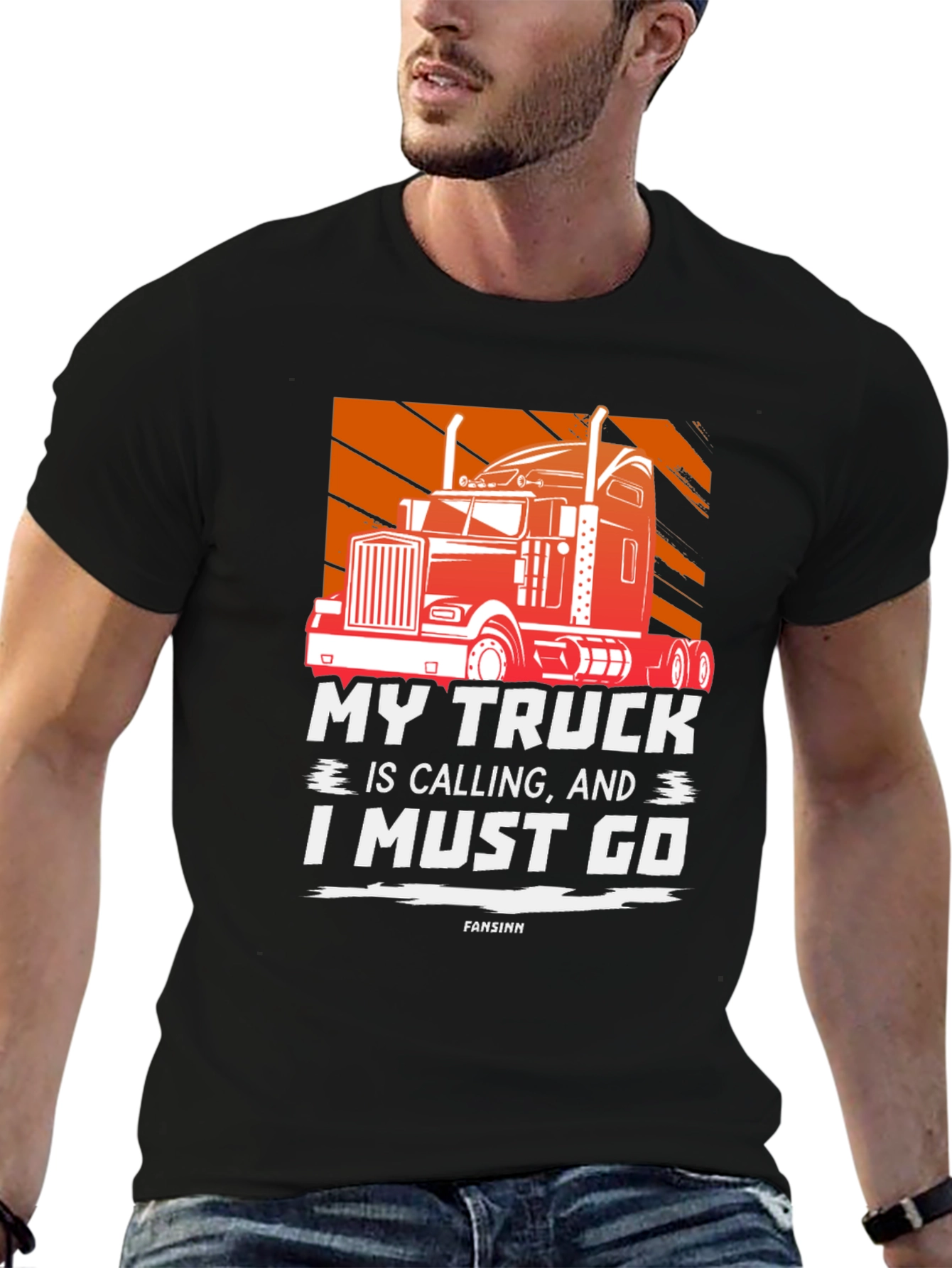 Black My Truck is Calling Men's Graphic T-Shirt view 6