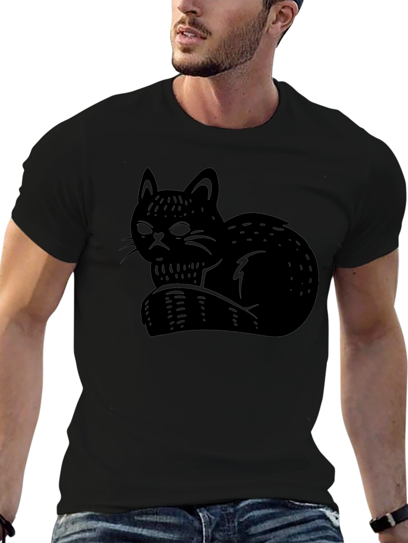 Black Black Cat Graphic Tee - Stylish Comfort view 6