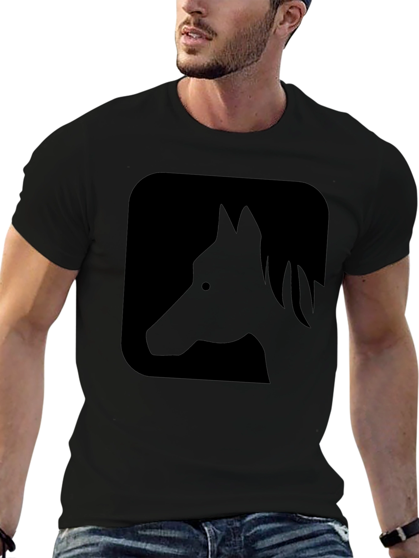 Black Black Horse Silhouette Graphic Tee - Casual Comfort view 6