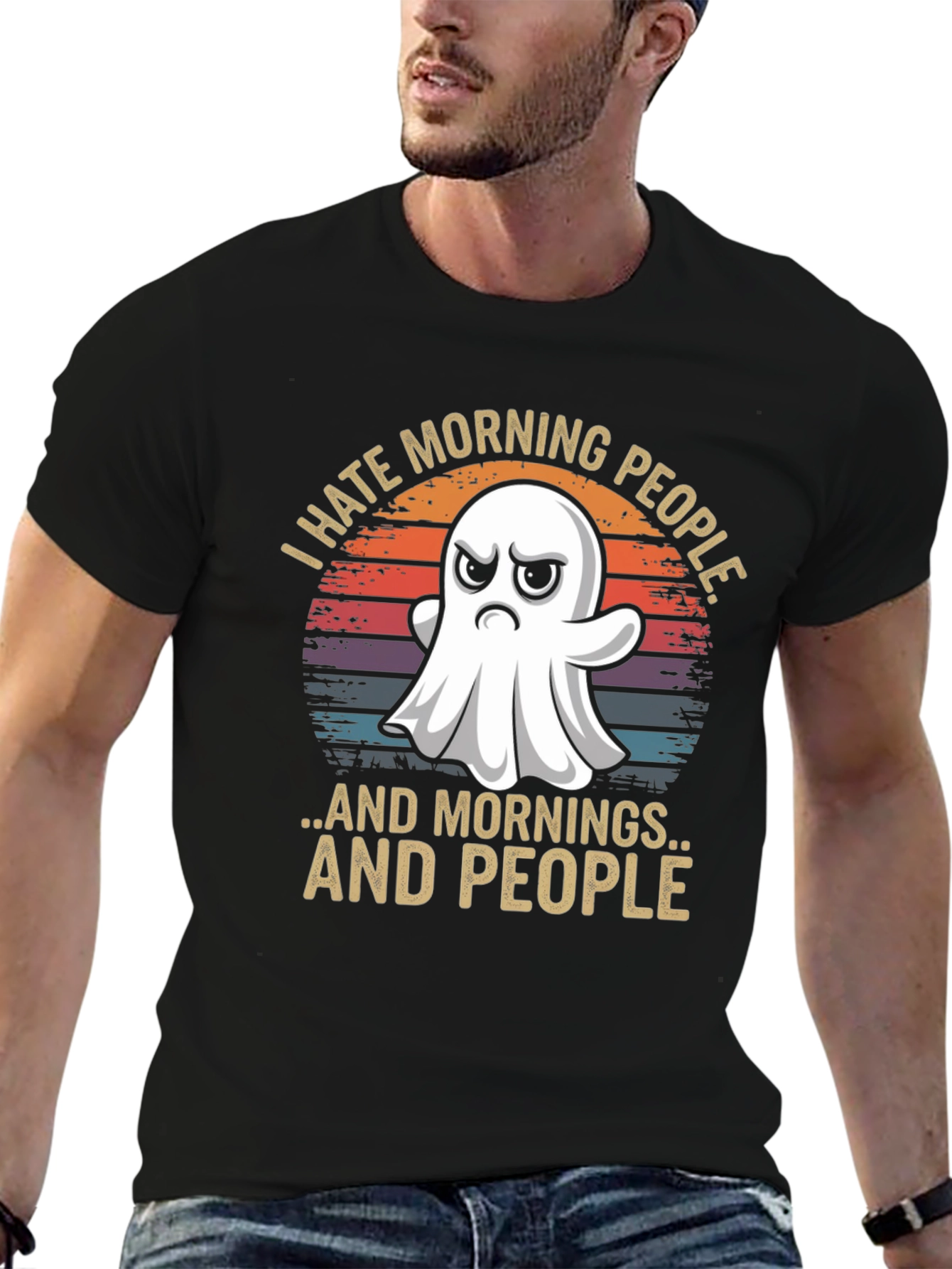 Black I Hate Morning People T-Shirt view 6