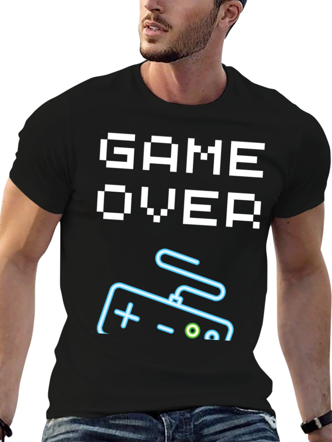 Black Game Over Controller Graphic Tee - Retro Gamer Style view 6