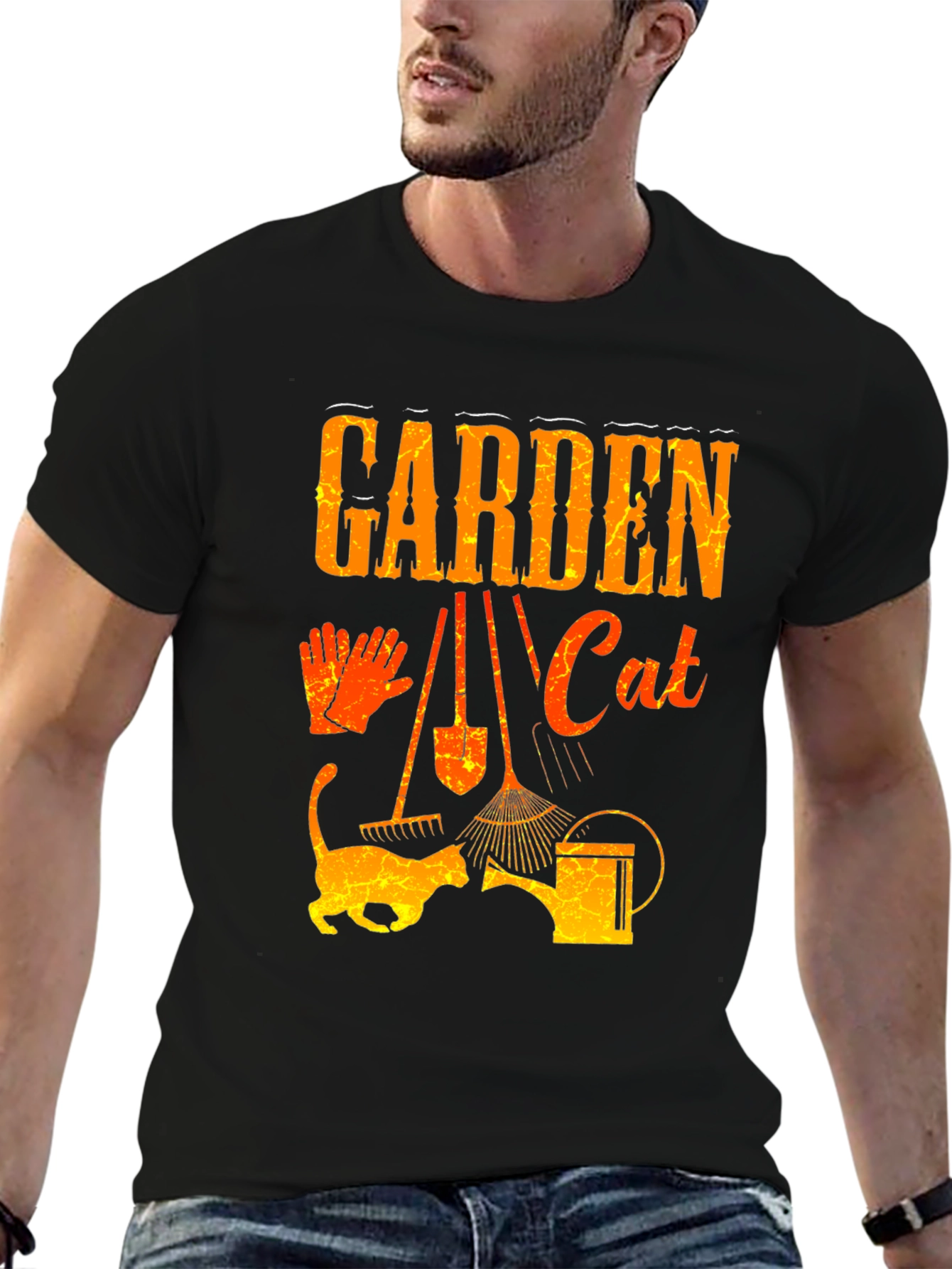 Black Garden Cat T-Shirt - Gardening Lover Tee view 6