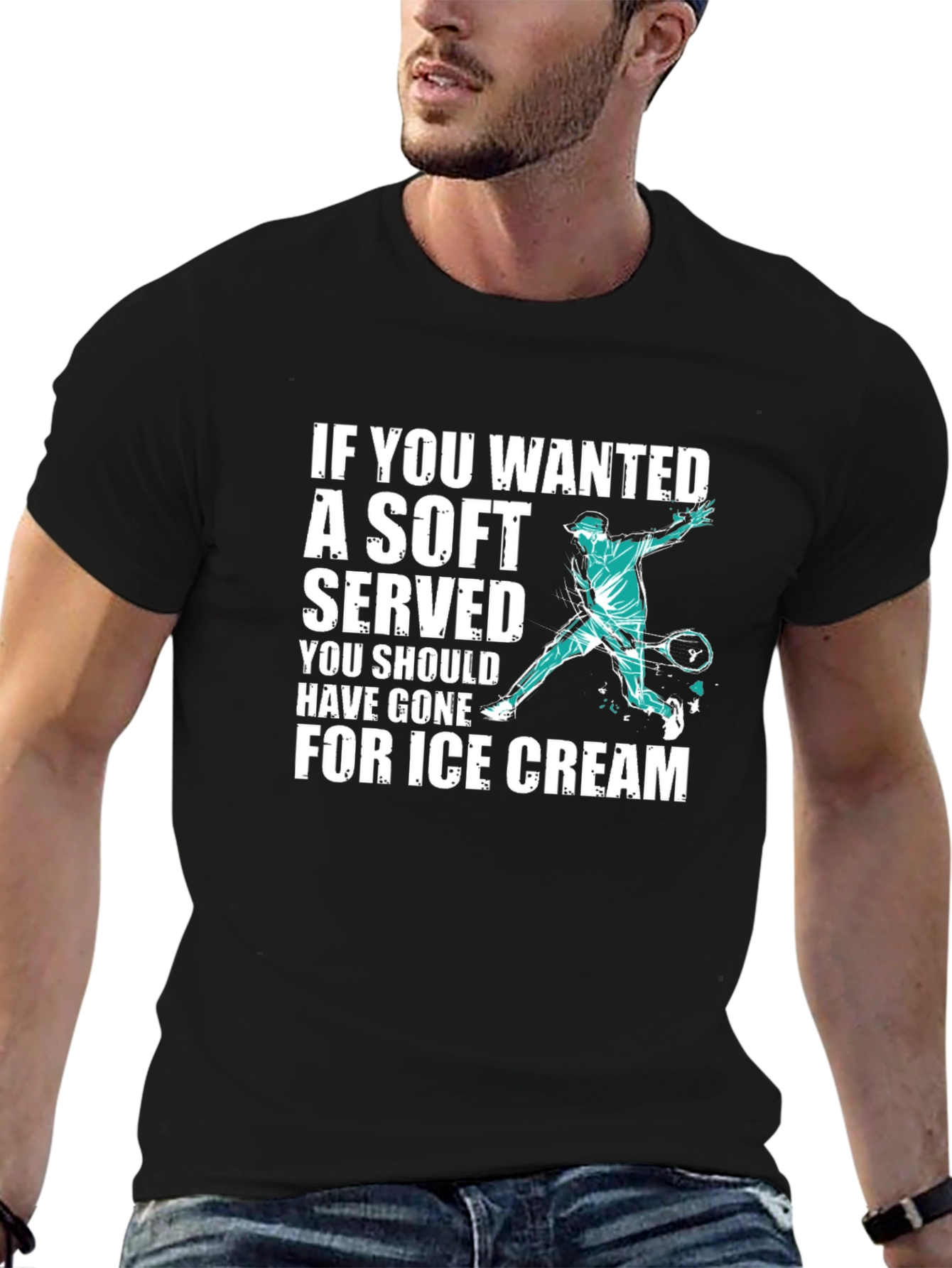Black Funny Tennis T-Shirt: If You Wanted a Soft Serve view 6