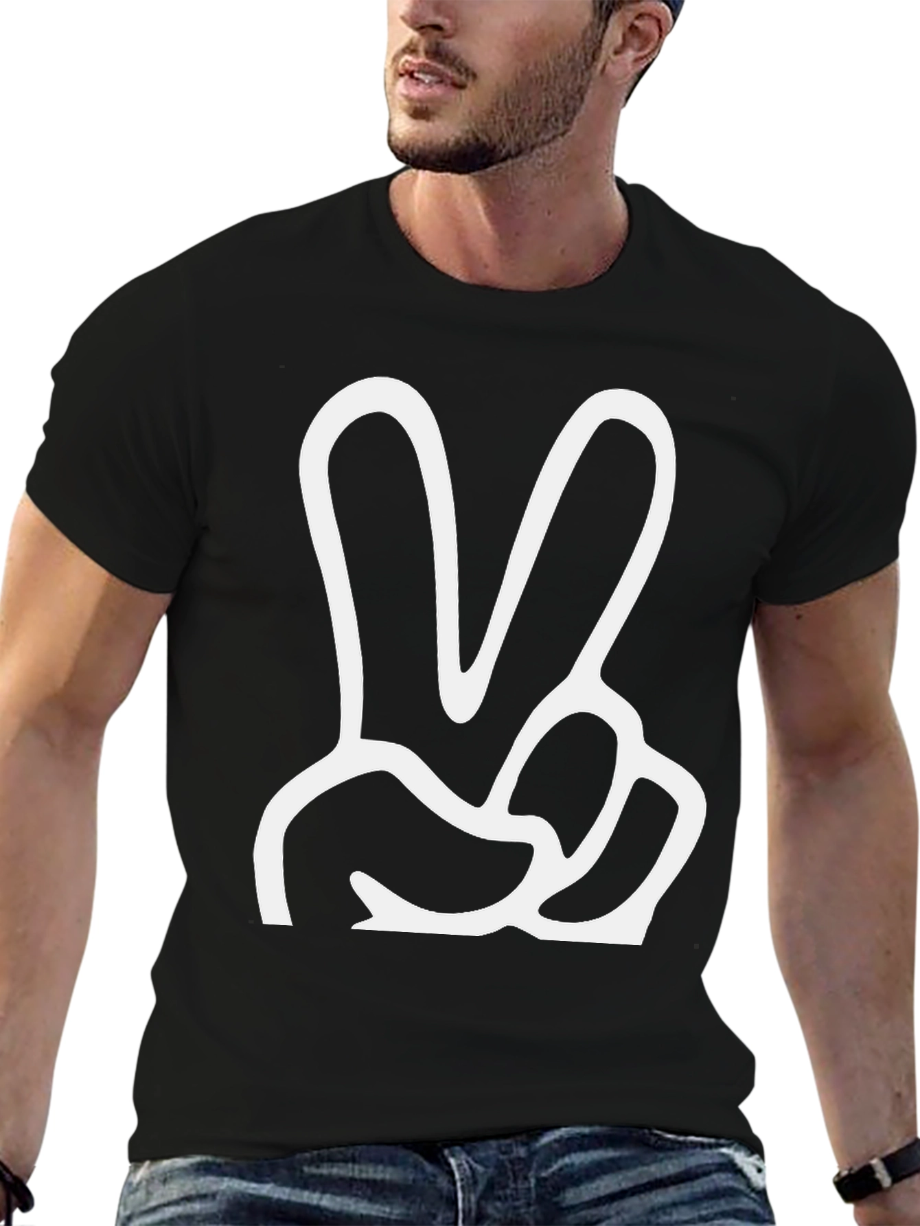 Black Peace Sign Graphic Tee - Classic Comfort view 6