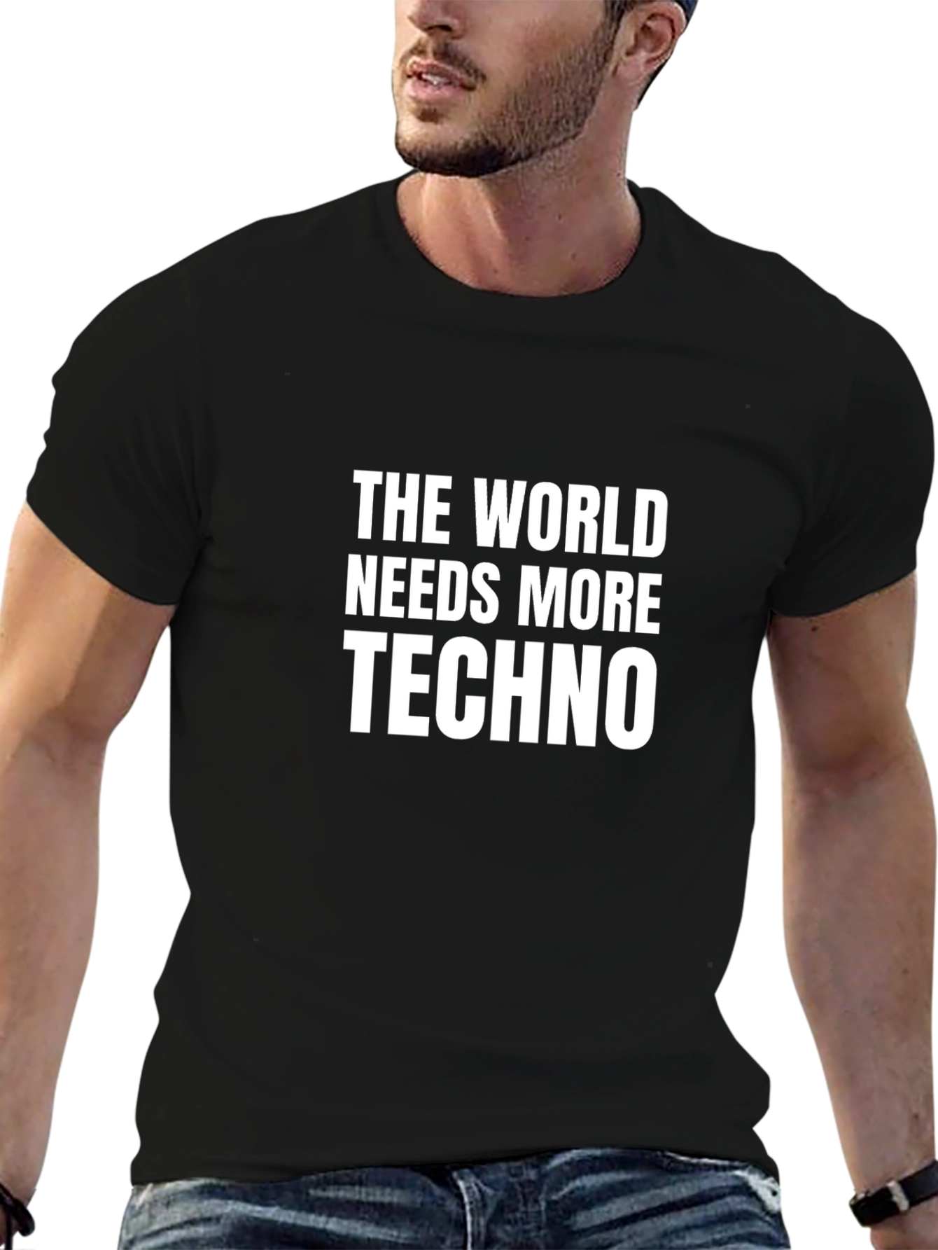 Black The World Needs More Techno Black T-Shirt view 6