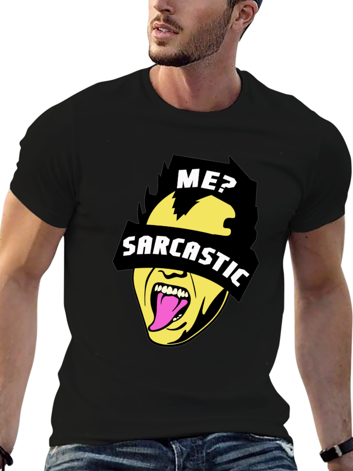Black Sarcastic Graphic Tee - Black Novelty Humor T-Shirt view 6