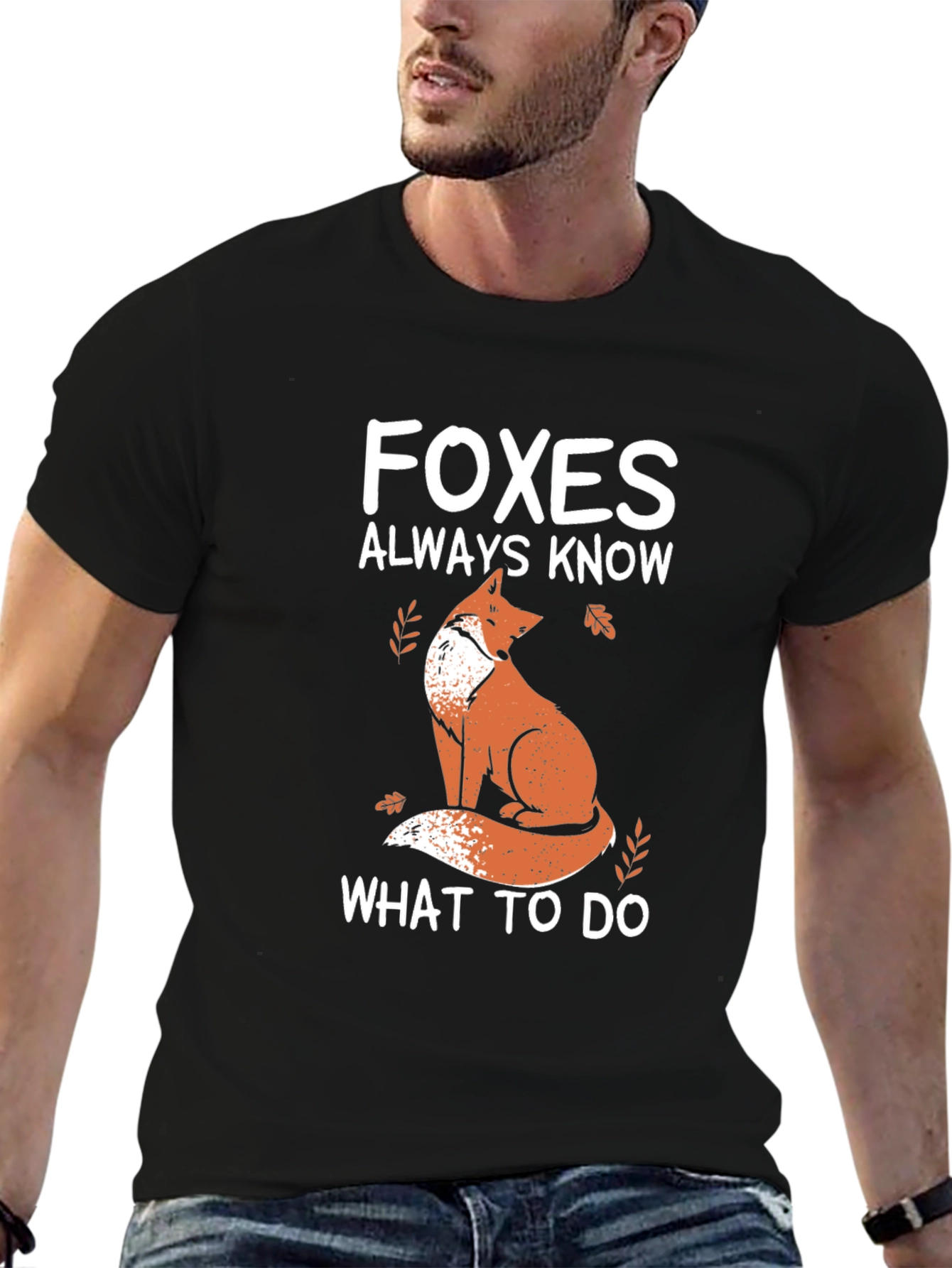 Black Foxes Always Know T-Shirt - Black Graphic Tee view 6
