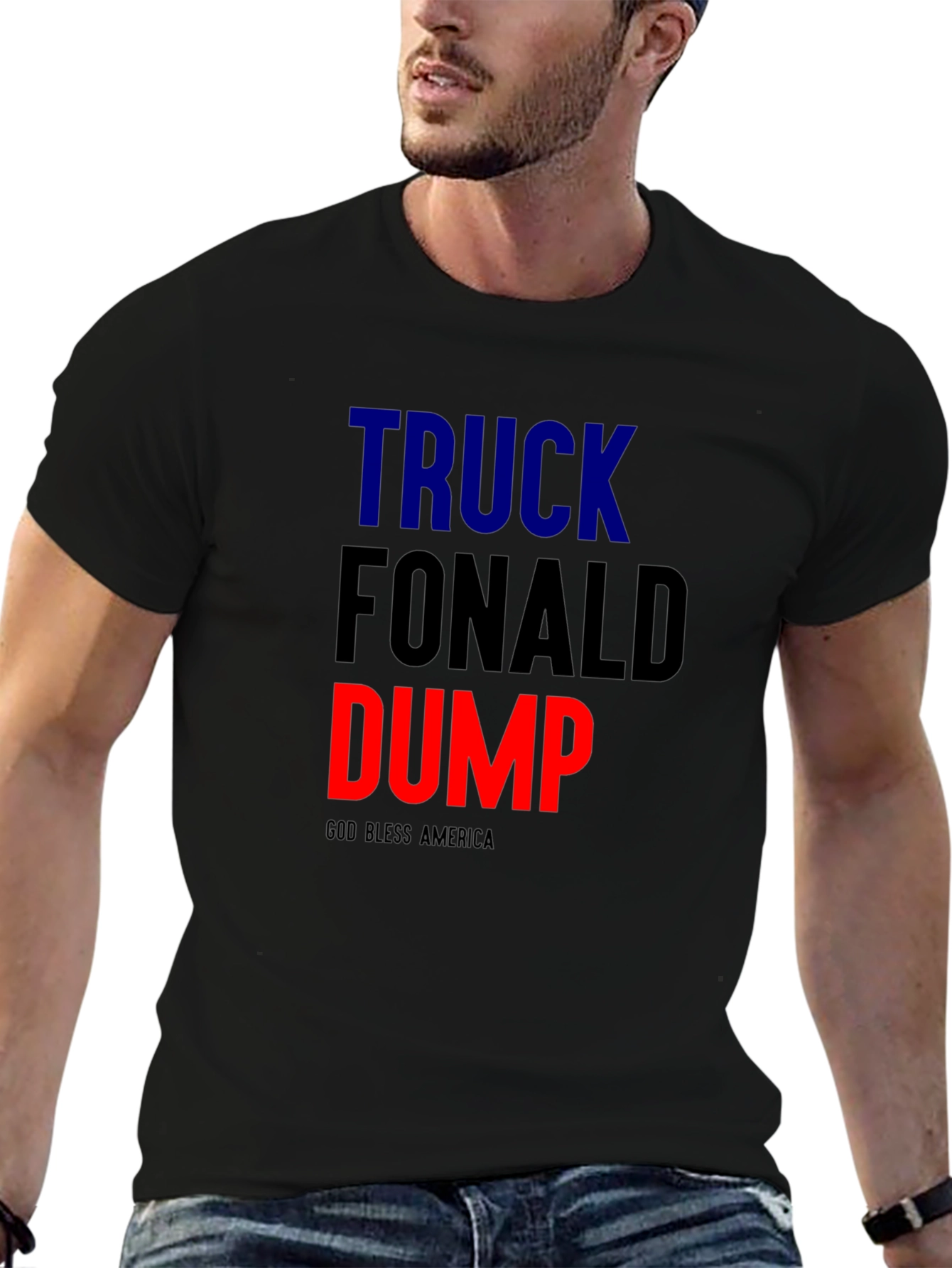 Black Truck Fonald Dump Slogan Graphic Tee view 6