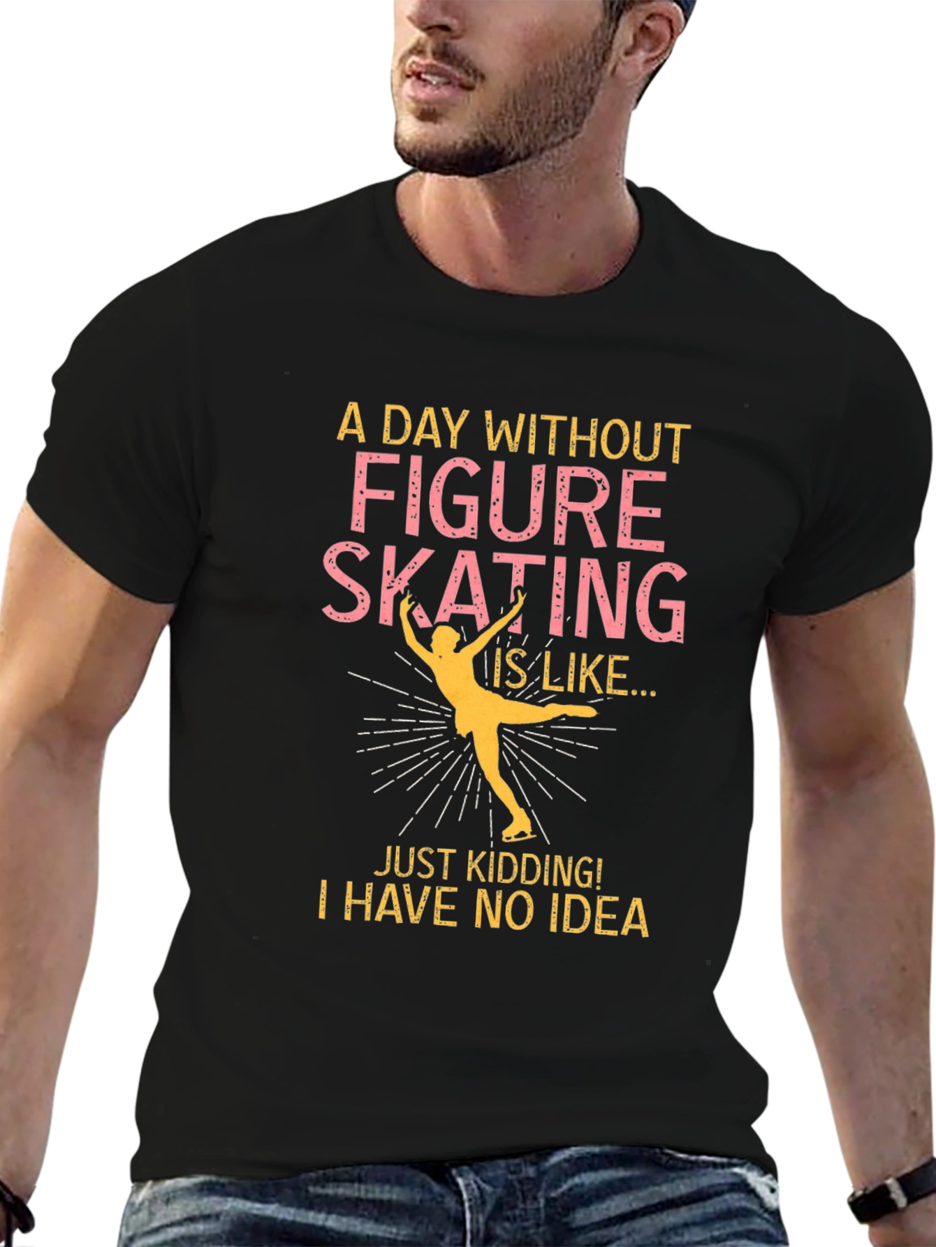 Black Figure Skating Humor T-Shirt view 6