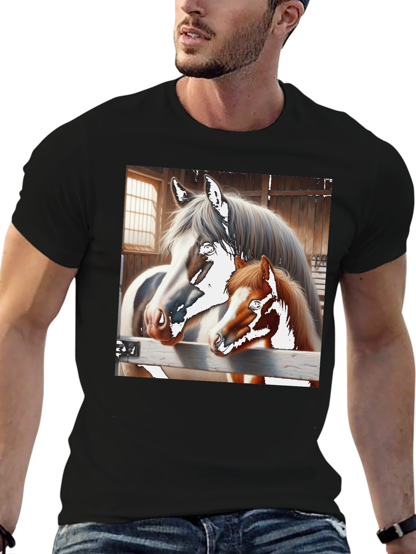 Black Horse and Foal Graphic Tee view 6
