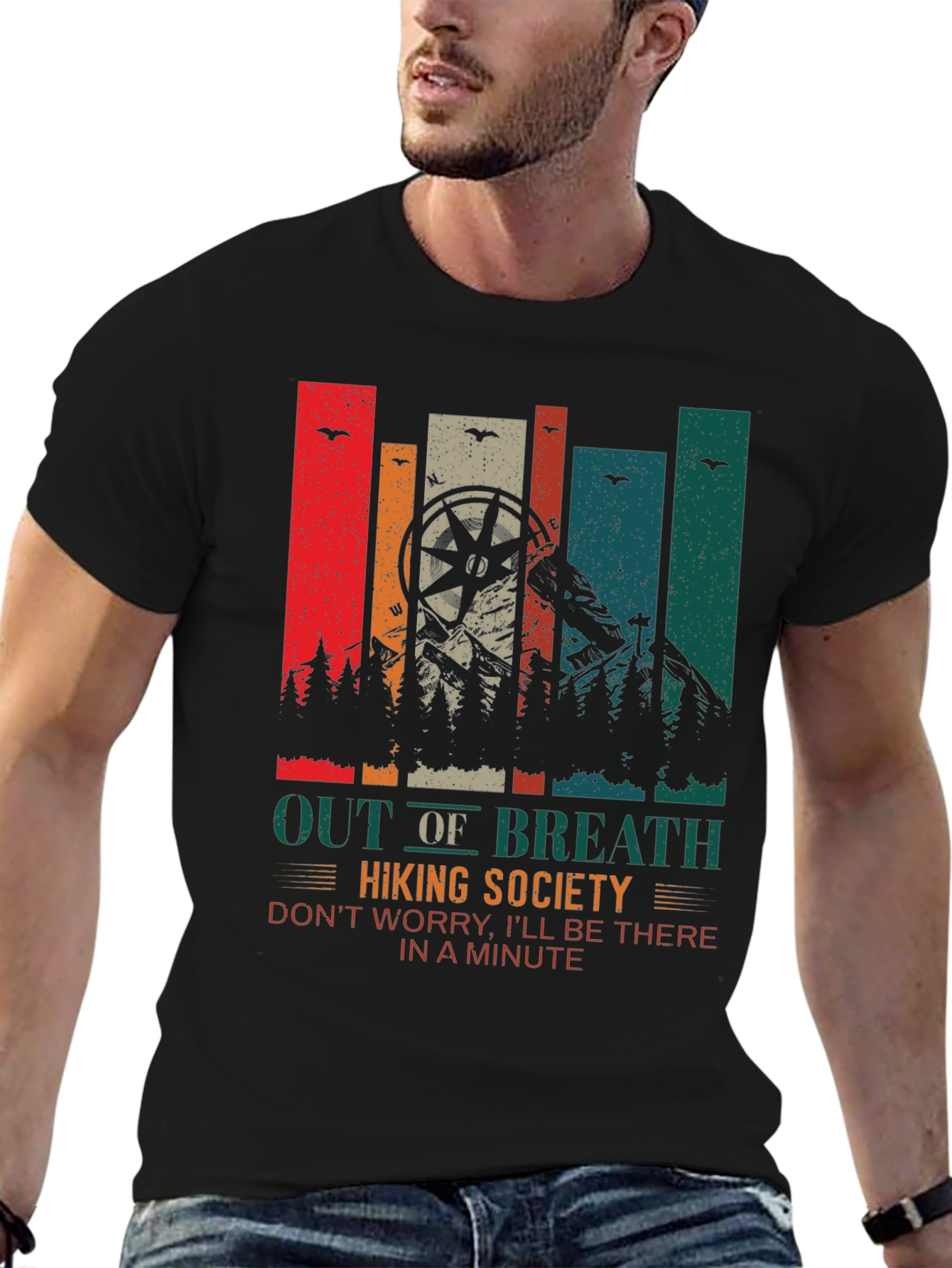 Black Out of Breath Hiking Society Graphic Tee view 6