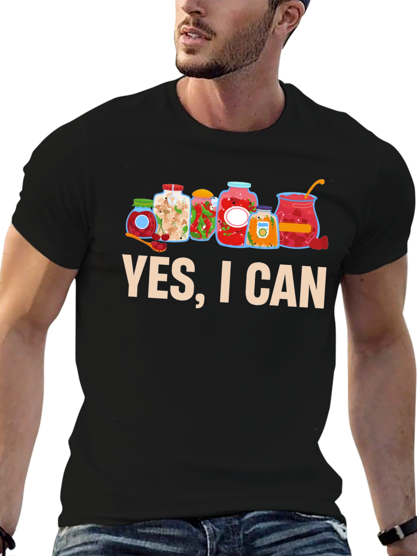 Black Yes I Can Funny Canning Jars T-Shirt view 6