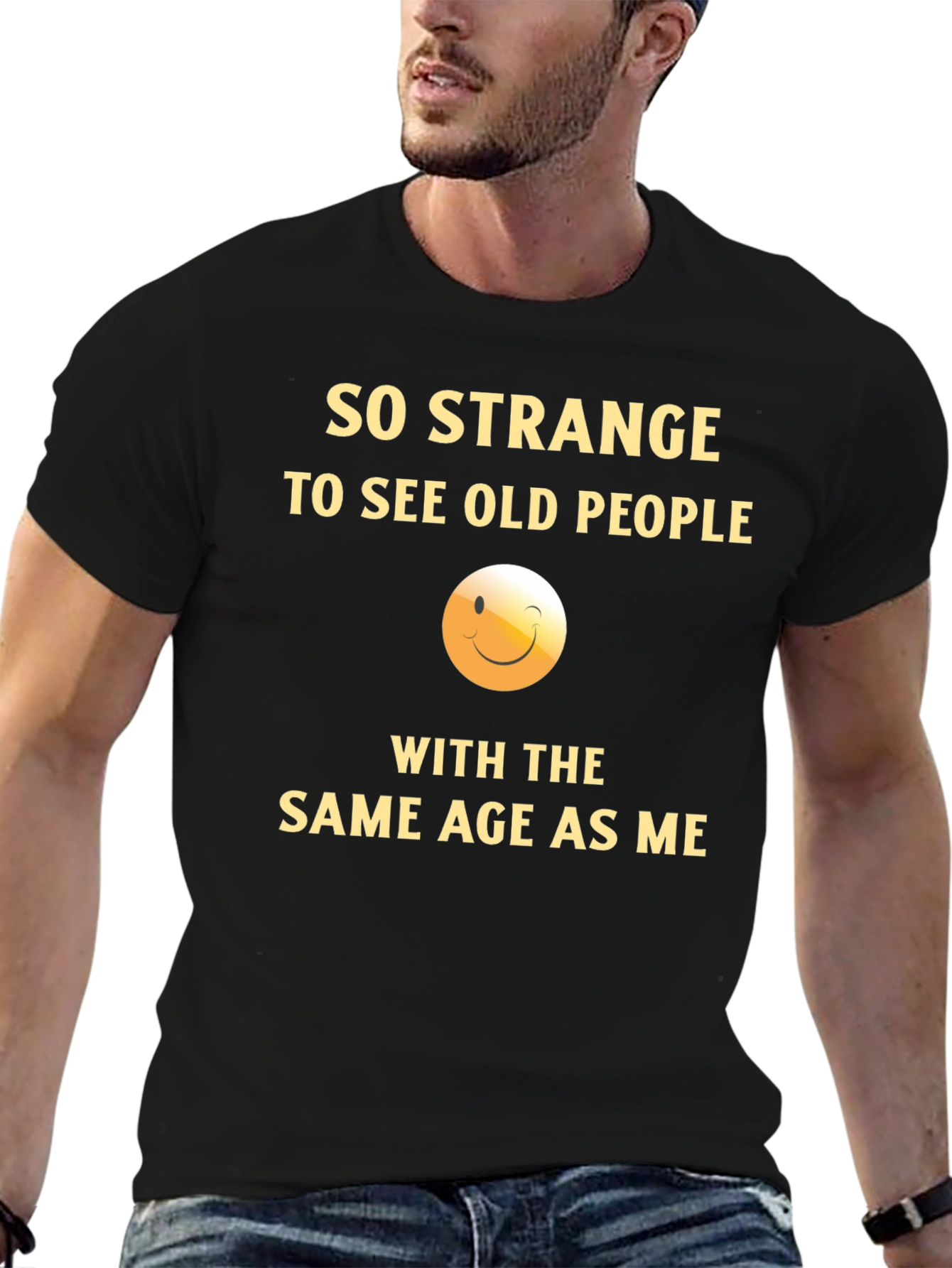 Black Funny "Same Age as Me" Graphic T-Shirt view 6