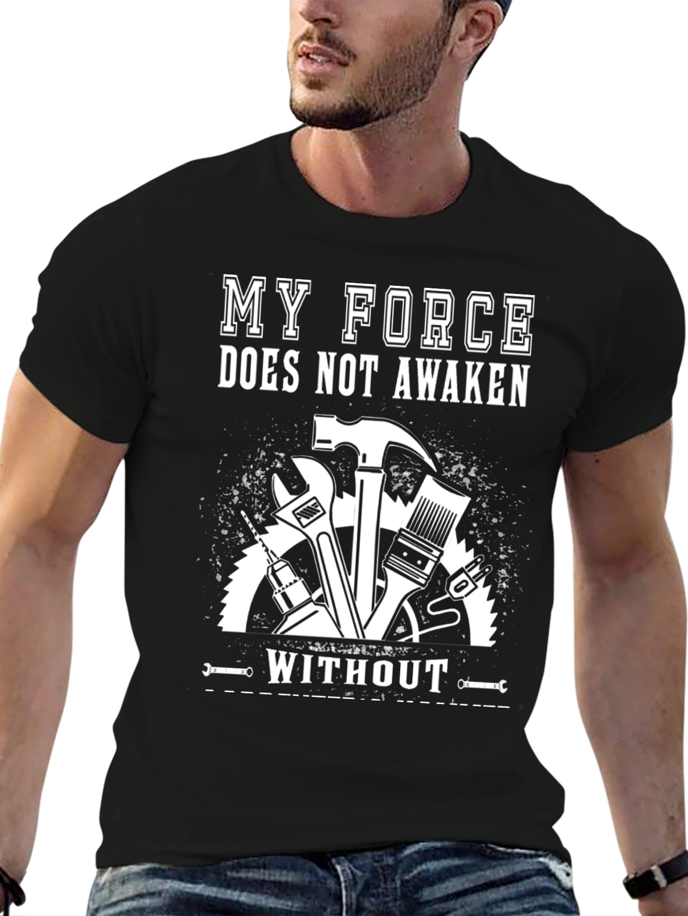 Black My Force Doesn't Awaken Men's Black T-Shirt view 6