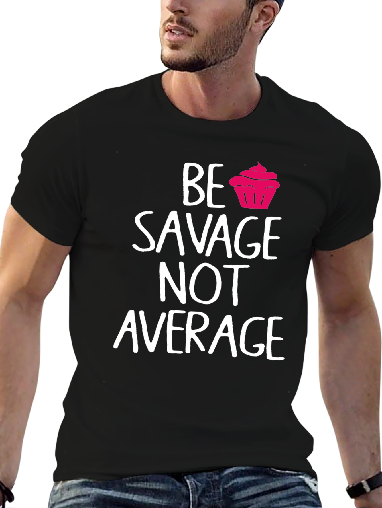 Black Be Savage Not Average Graphic Tee view 6