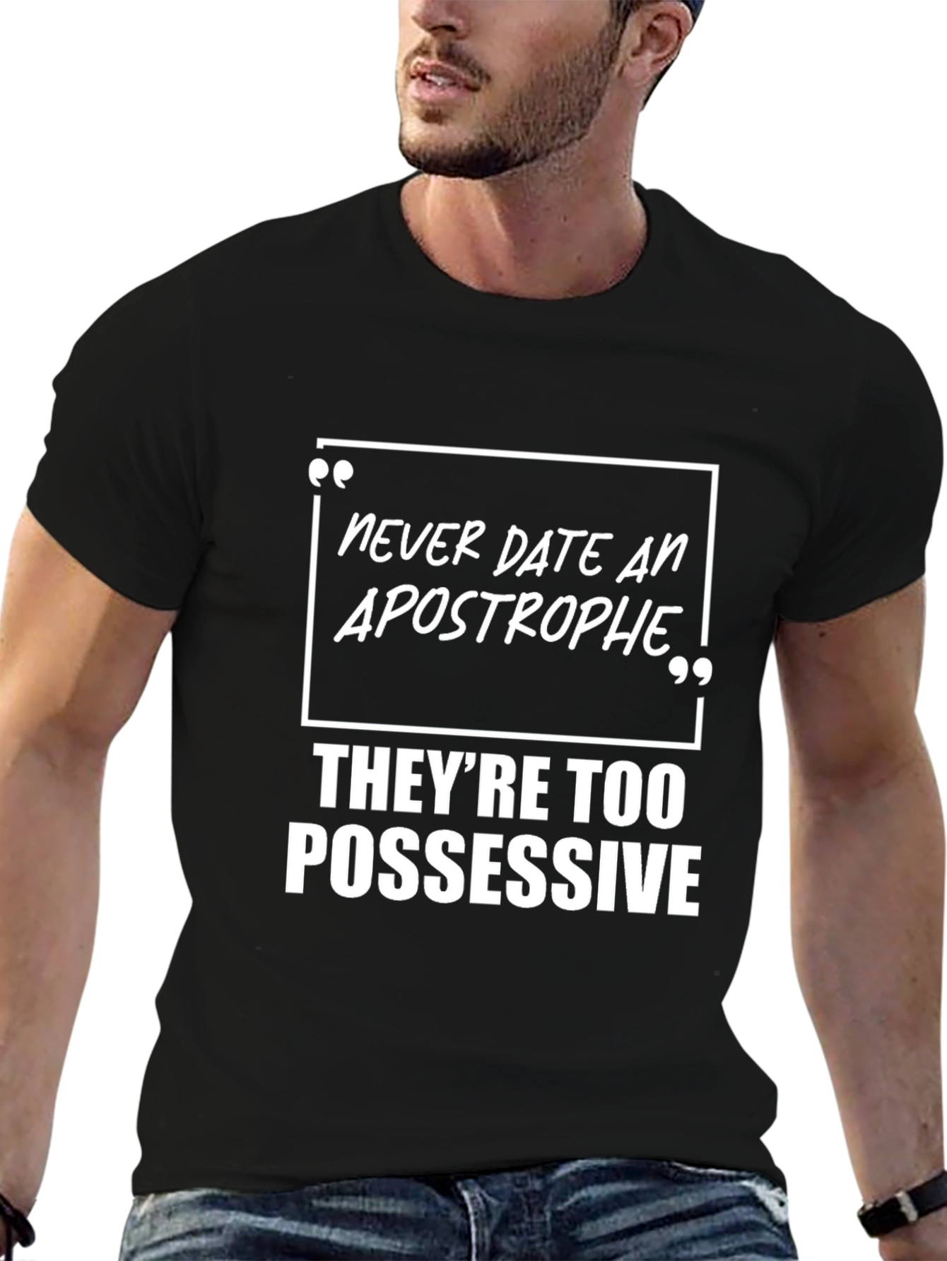 Black Funny Apostrophe Pun T-Shirt - Possessive Grammar Joke Tee view 6