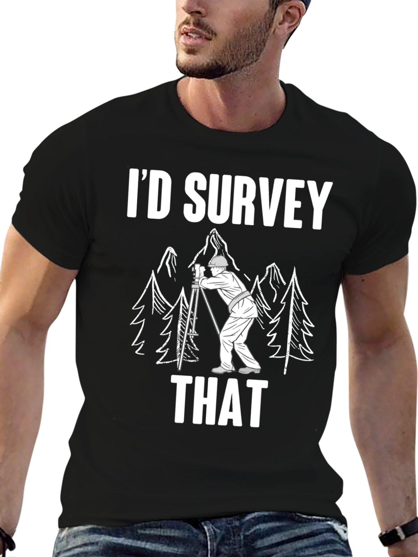 Black I'd Survey That Funny Surveyor Shirt view 6