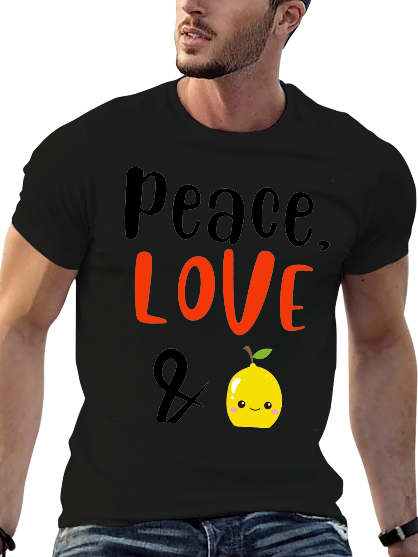 Black Peace, Love & Lemon Graphic Tee - Black view 6