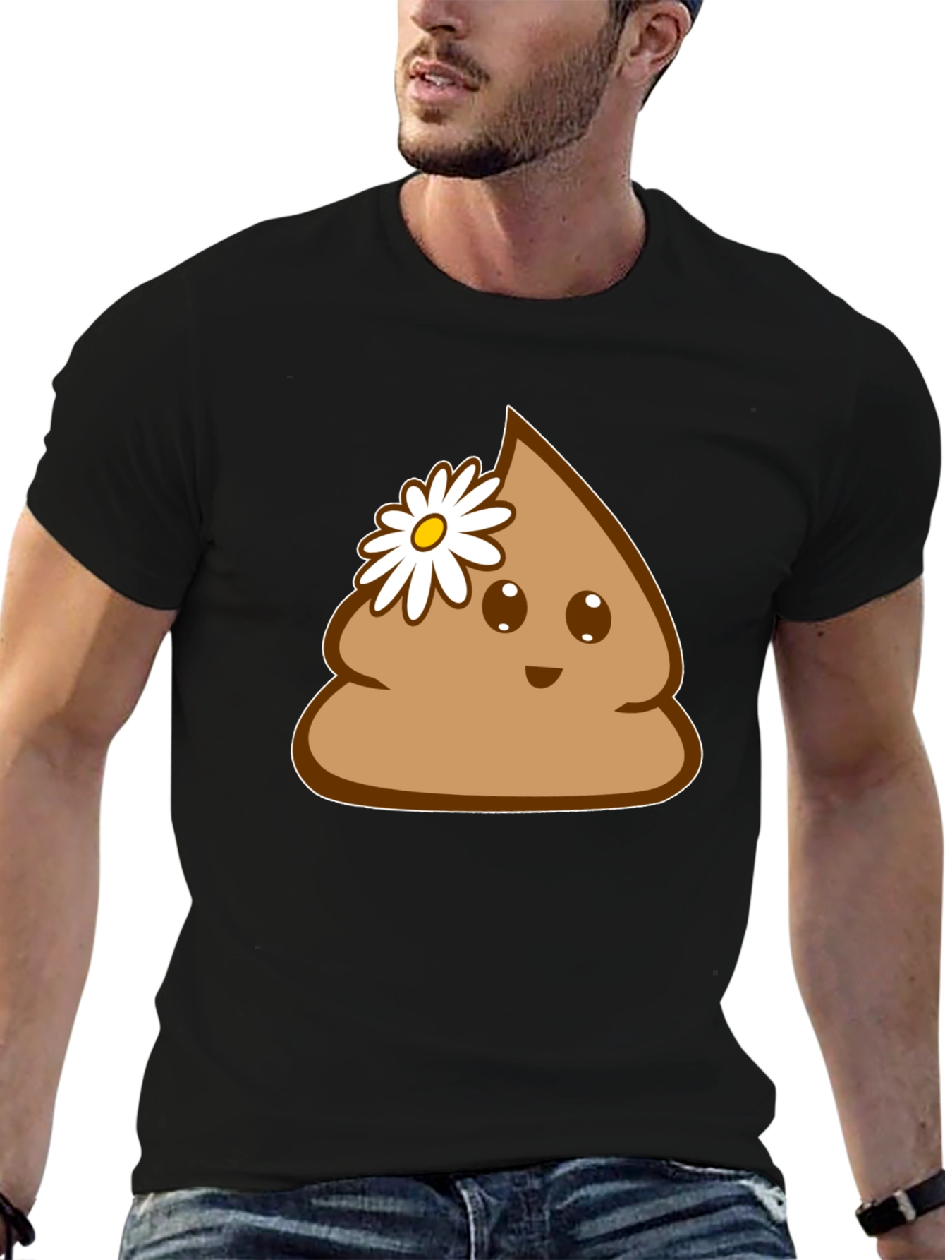 Black Cute Poop Emoji Graphic Tee - Fun Novelty T-Shirt view 6