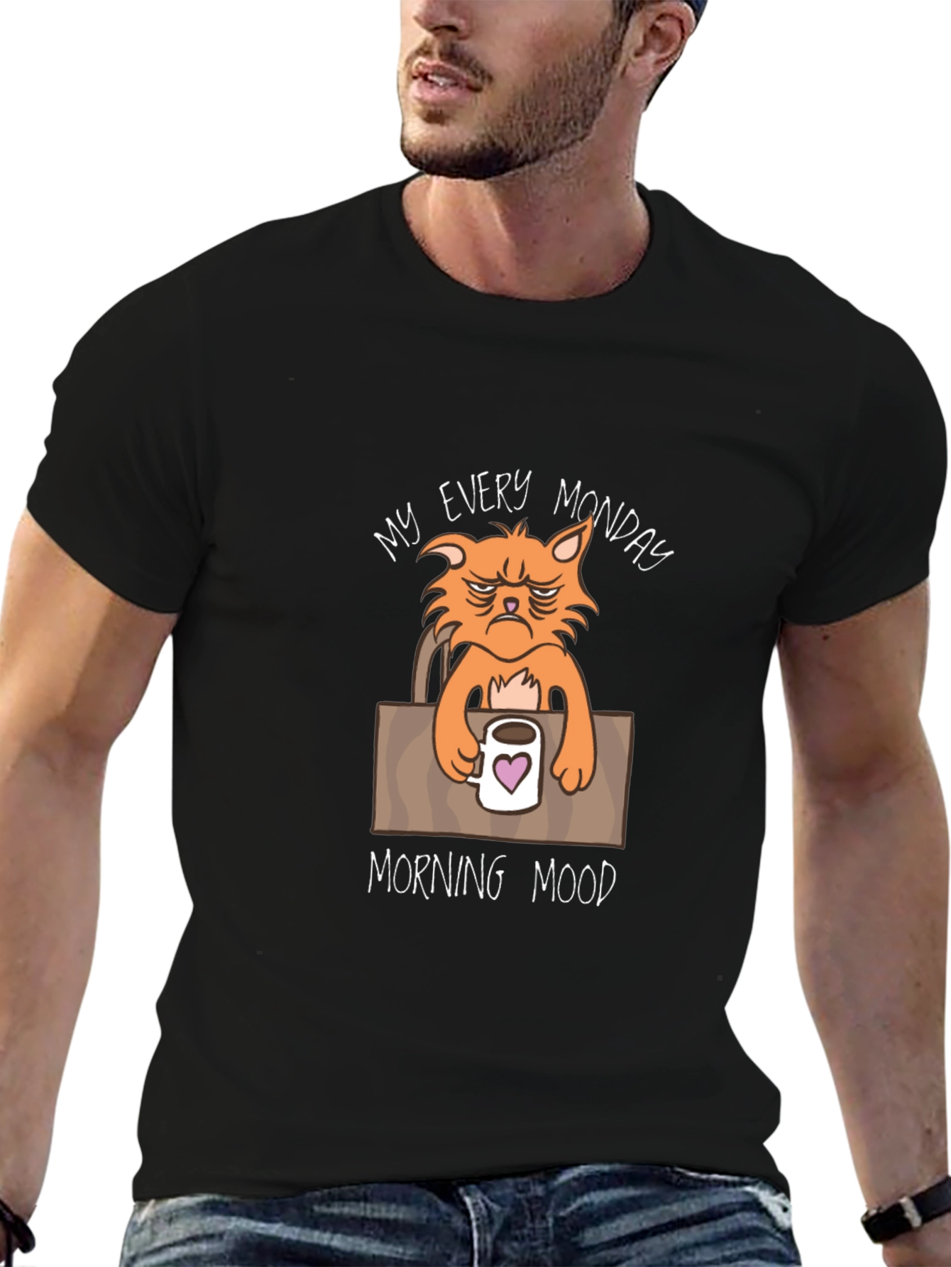 Black My Every Monday Morning Mood T-Shirt view 6