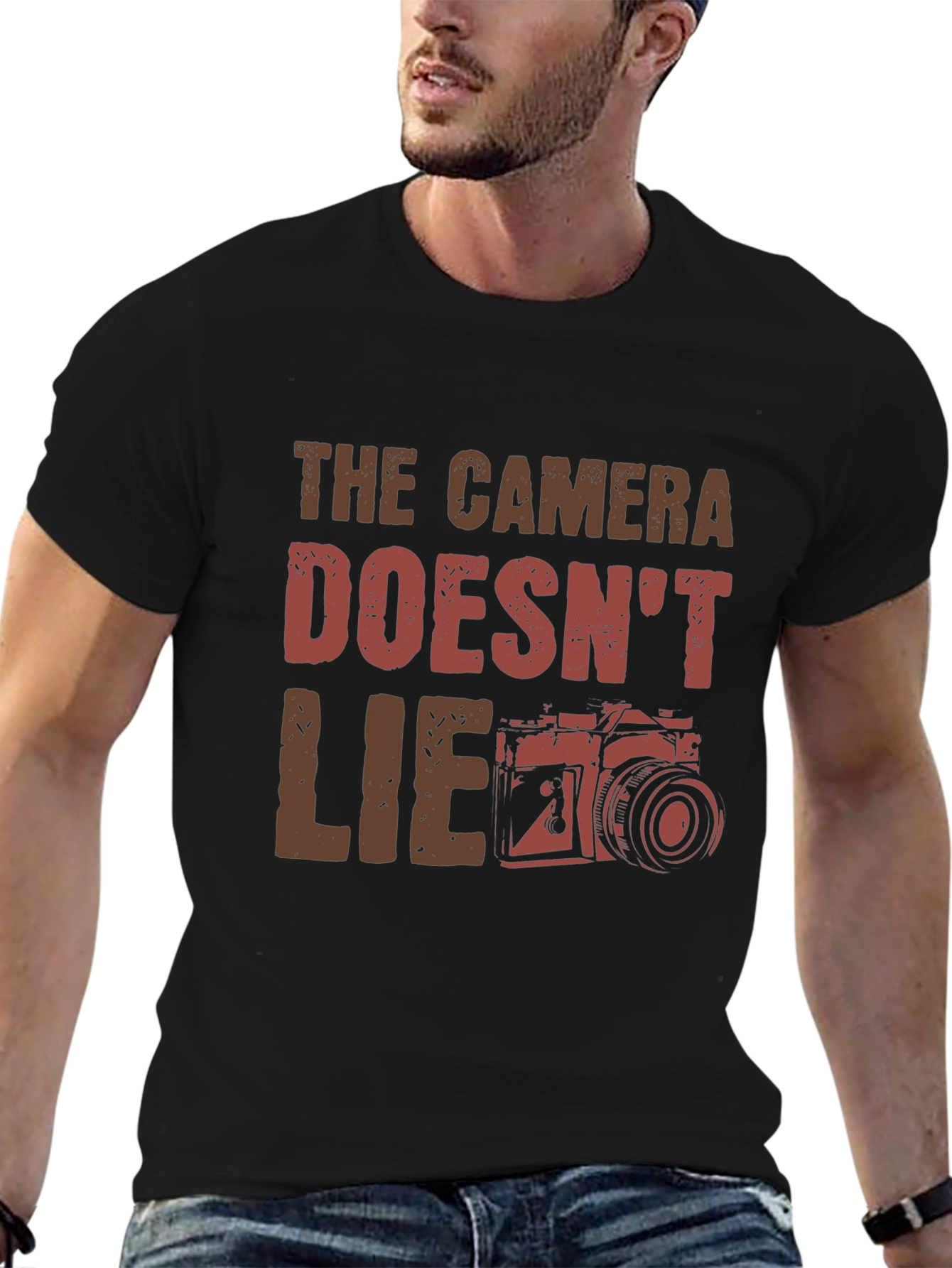 Black The Camera Doesn't Lie Graphic Tee - Black view 6