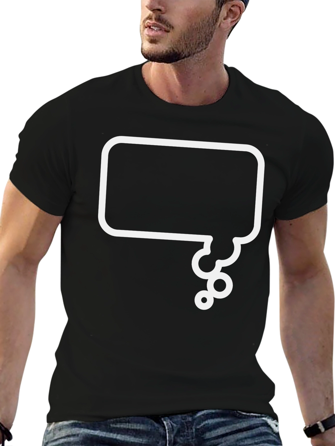 Black Black T-Shirt with White Speech Bubble Graphic view 6