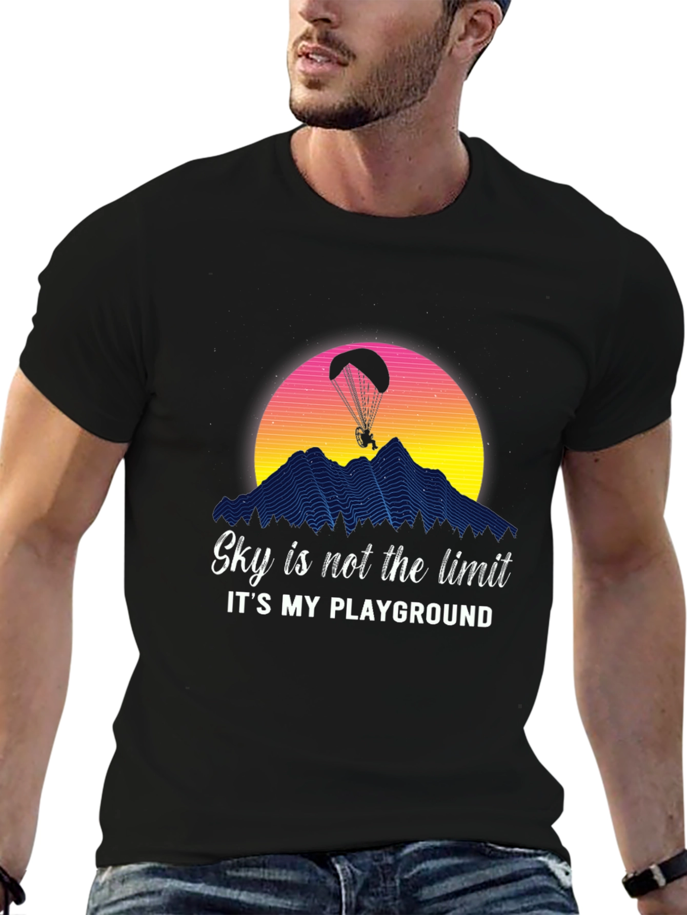 Black Sky's the Limit Paragliding Graphic Tee - Adventure Ready! view 6