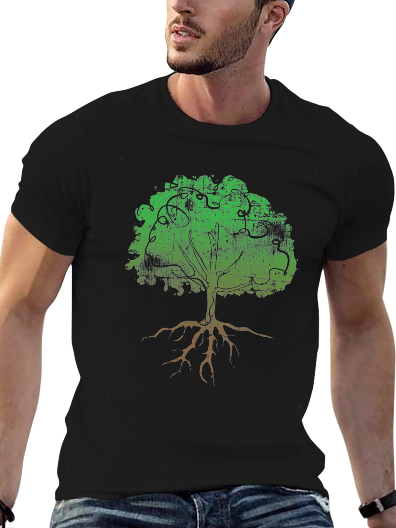 Black Eco Tree Graphic Tee - Black view 6